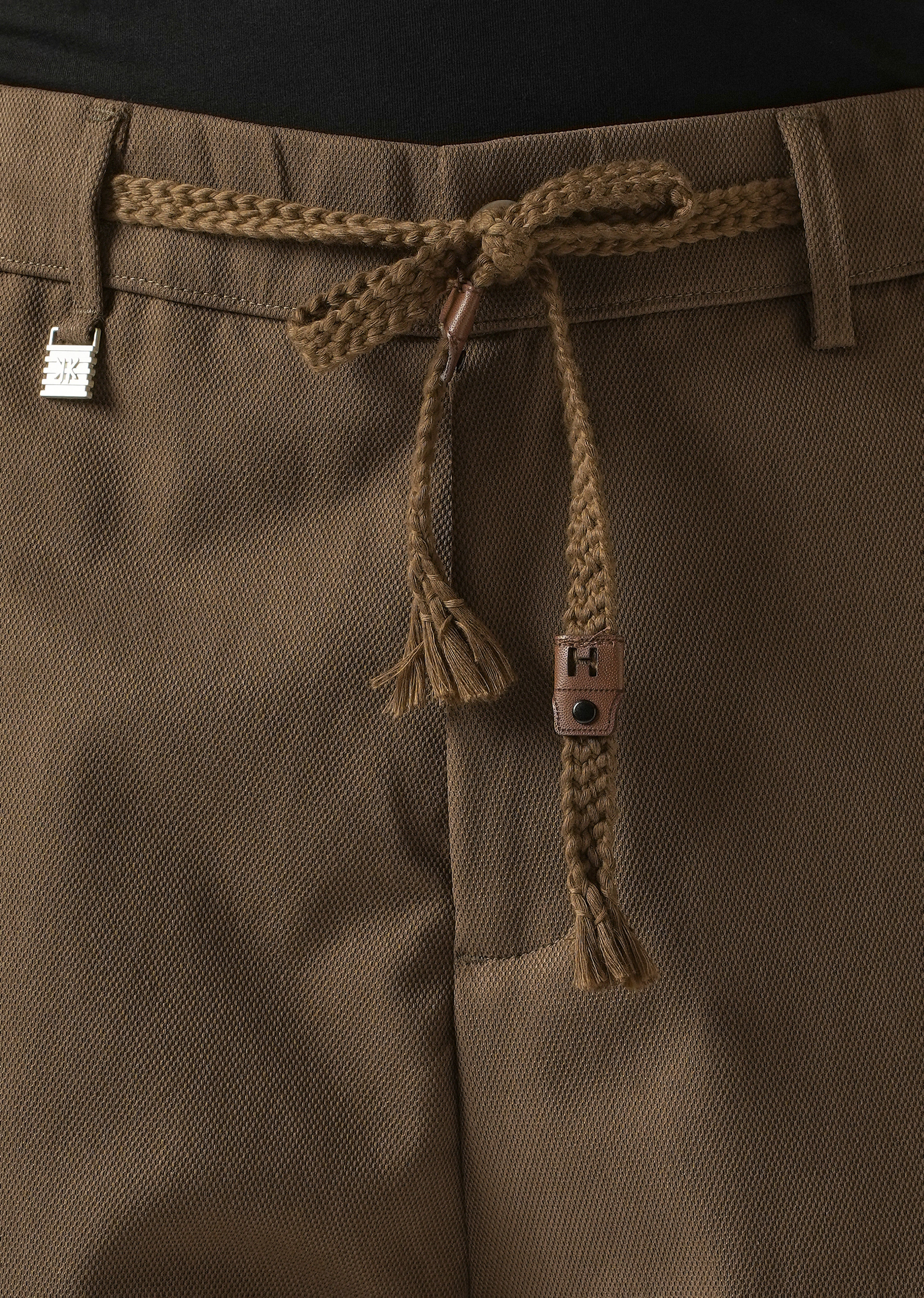 Brown Relaxed Fit Tie Waist Pant