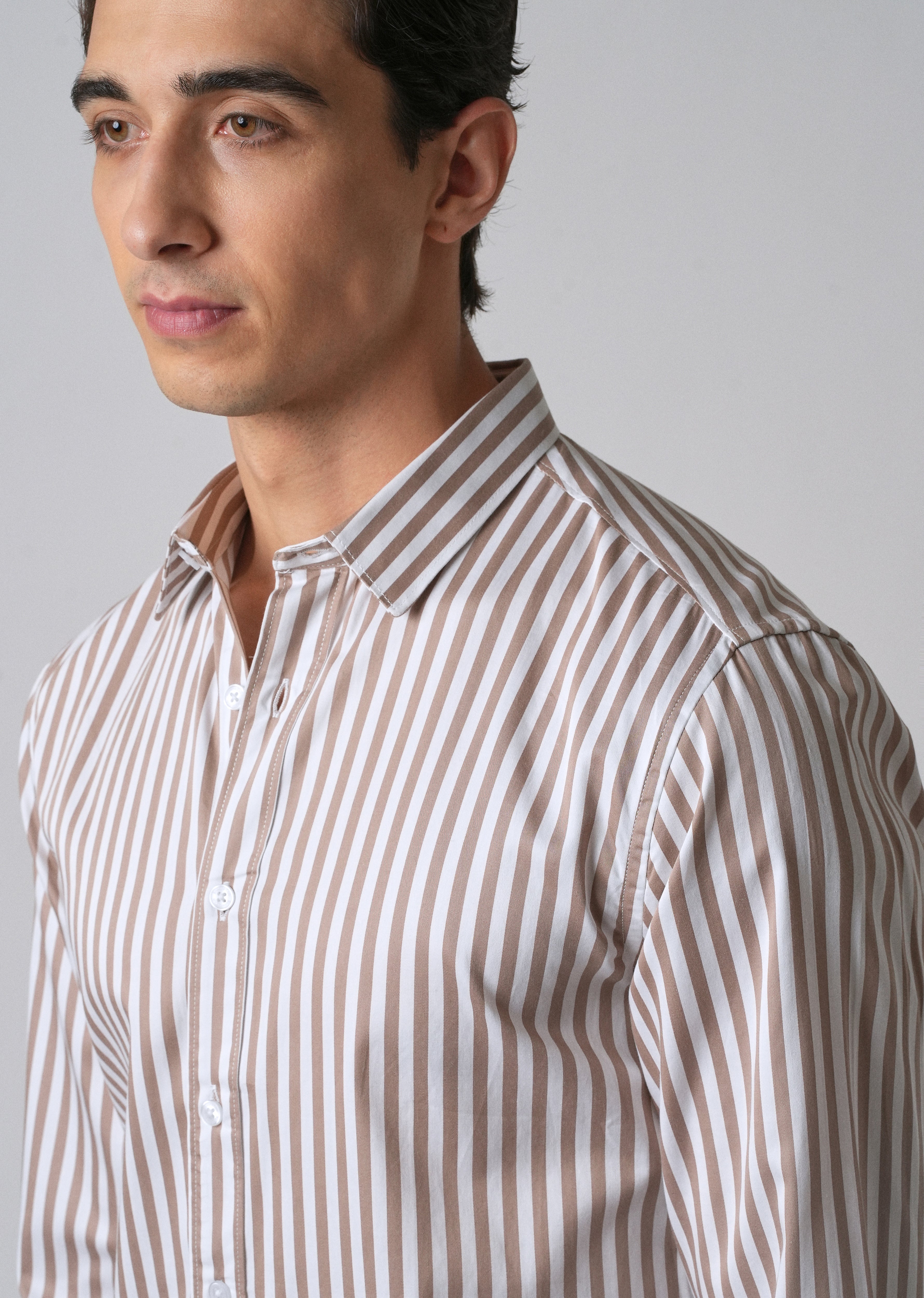 Brown Satin Pin Stripe Shirt