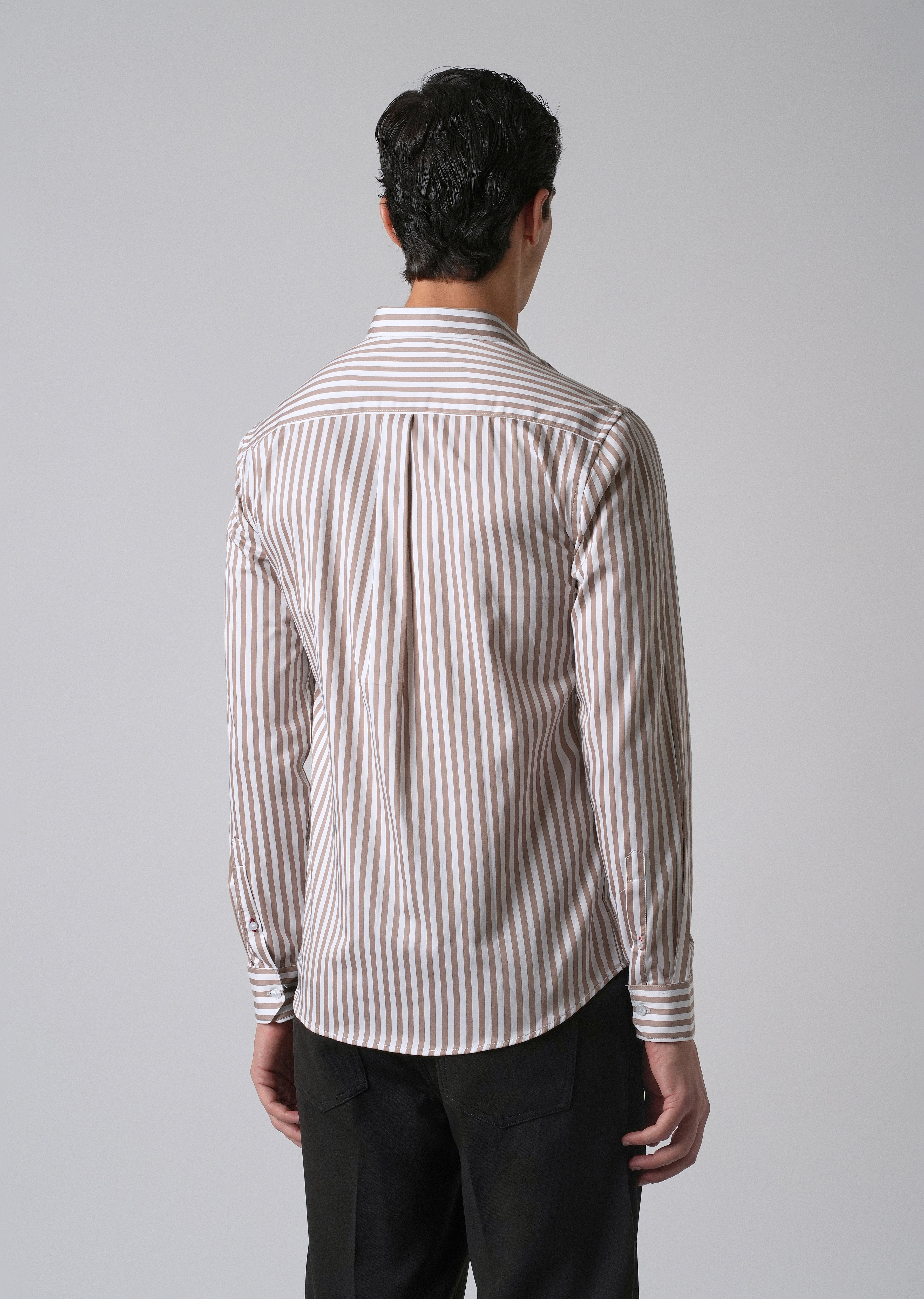 Brown Satin Pin Stripe Shirt