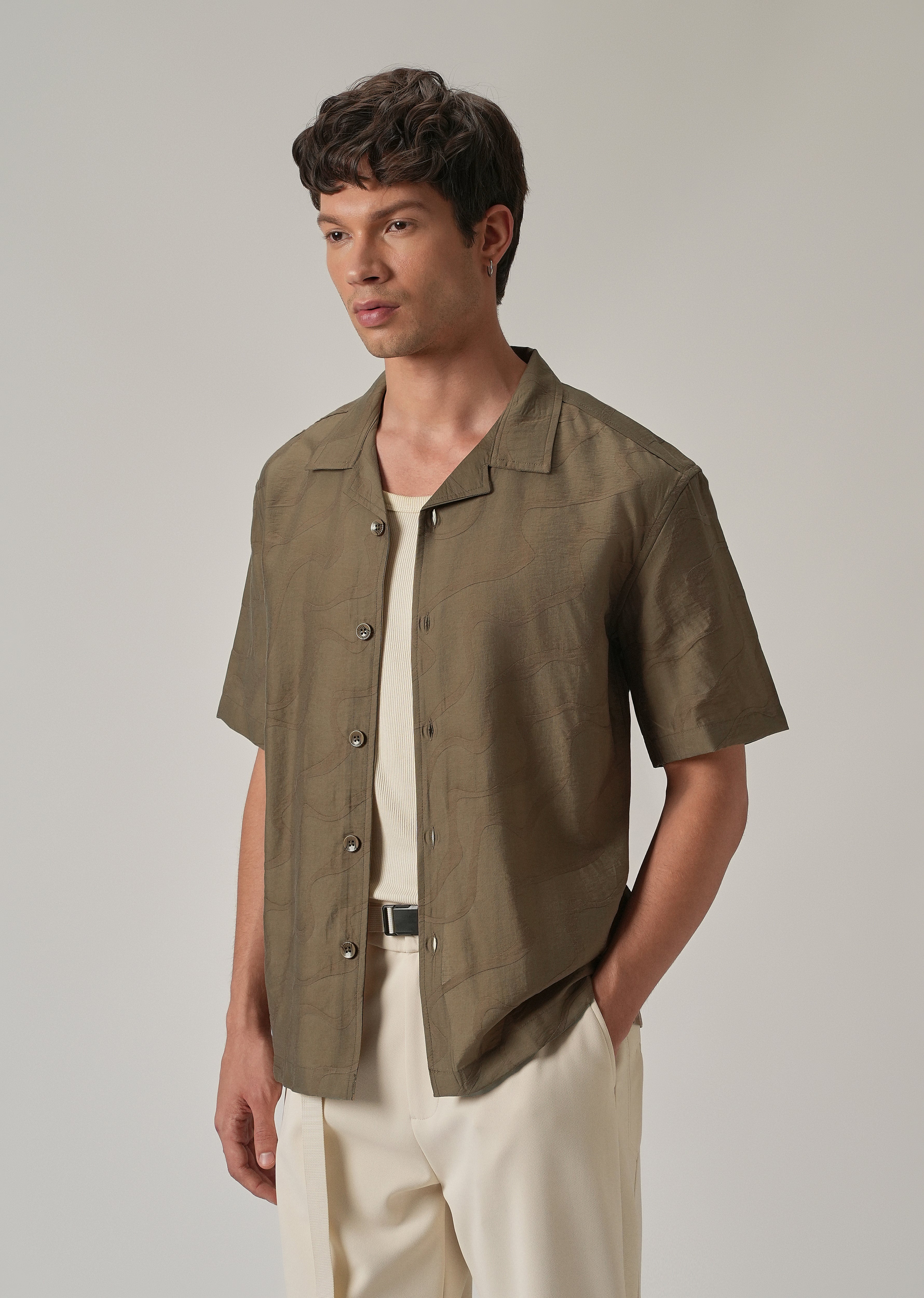 Brown Self Pattern Shirt