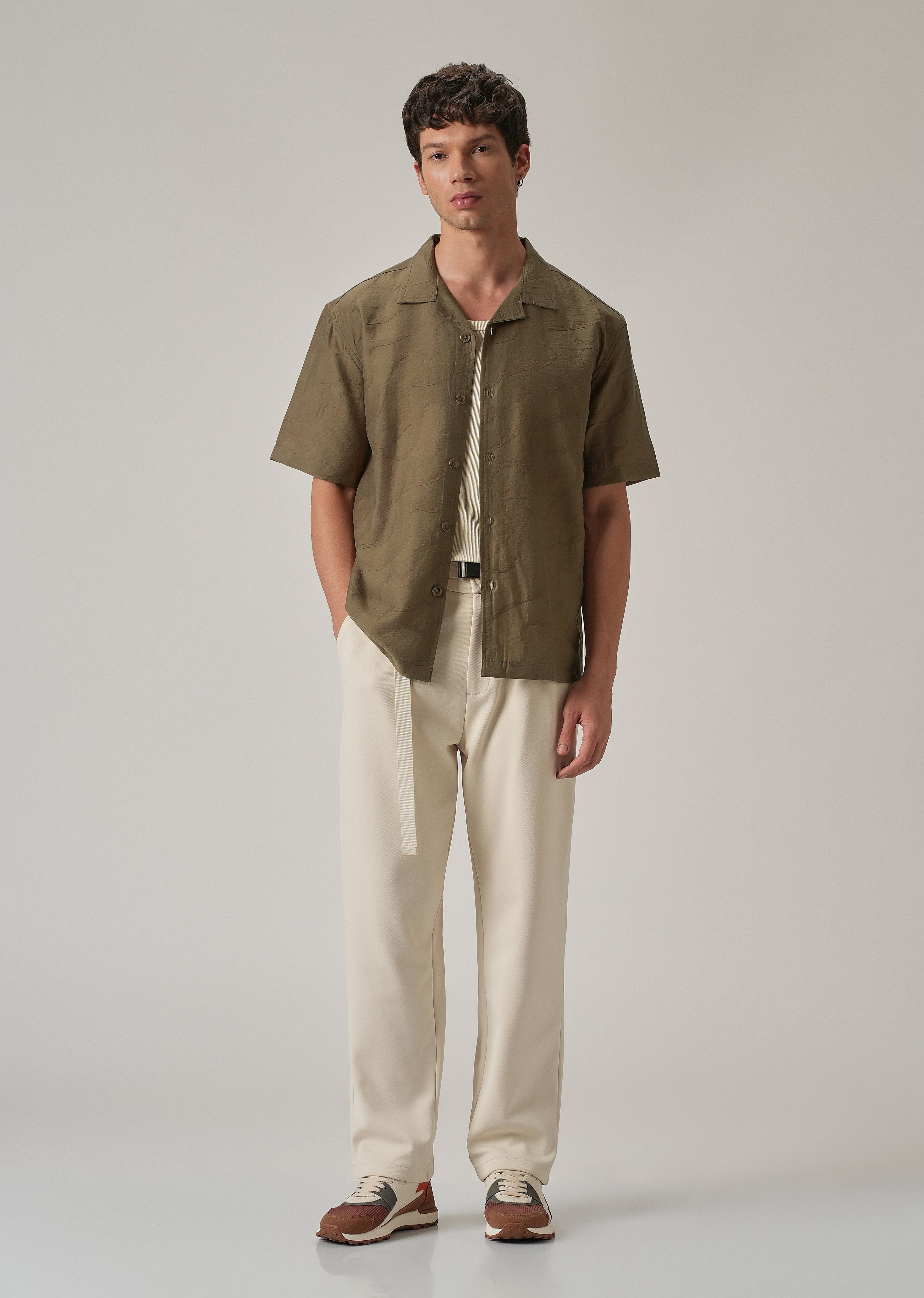 Brown Self Pattern Shirt