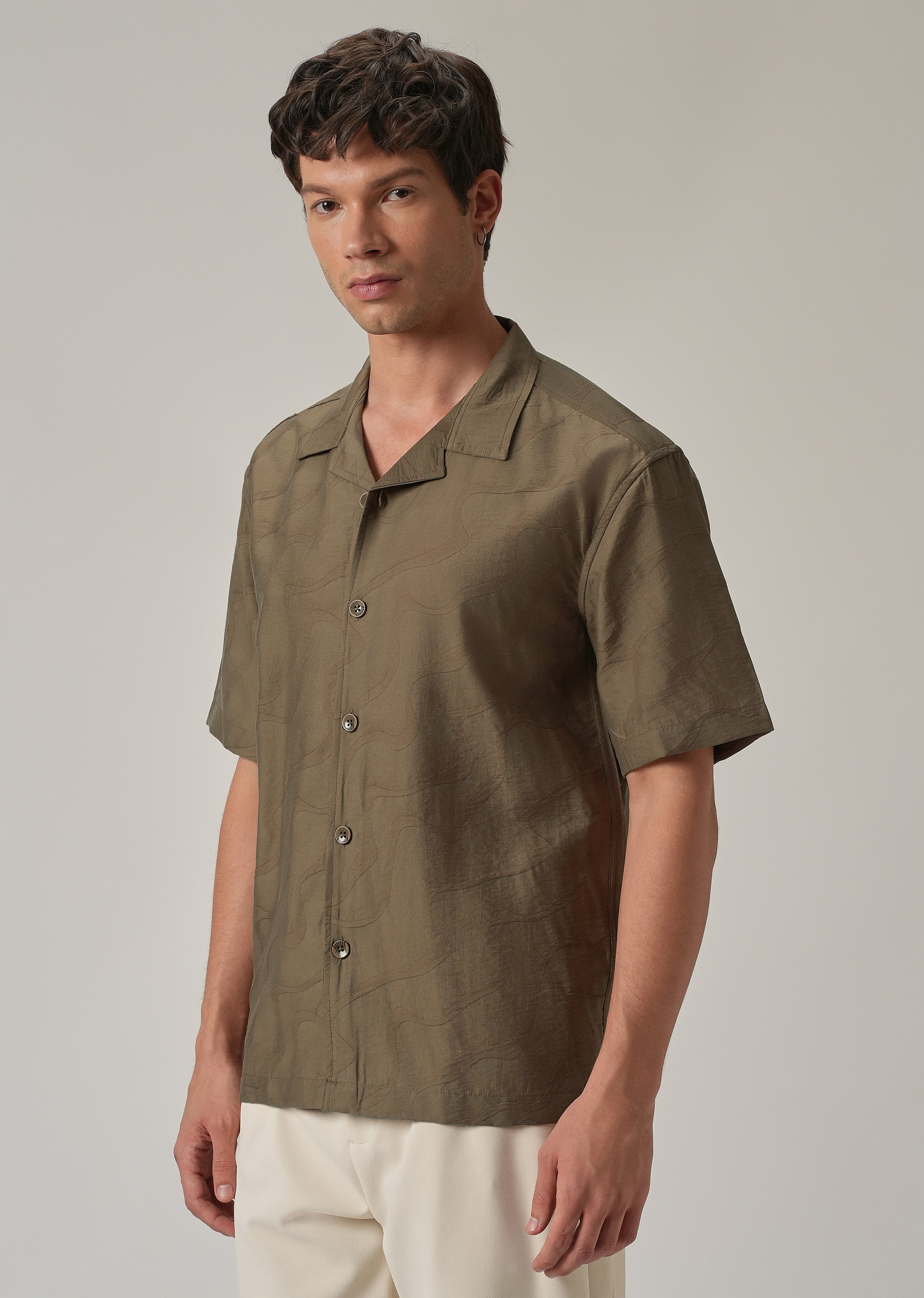 Brown Self Pattern Shirt