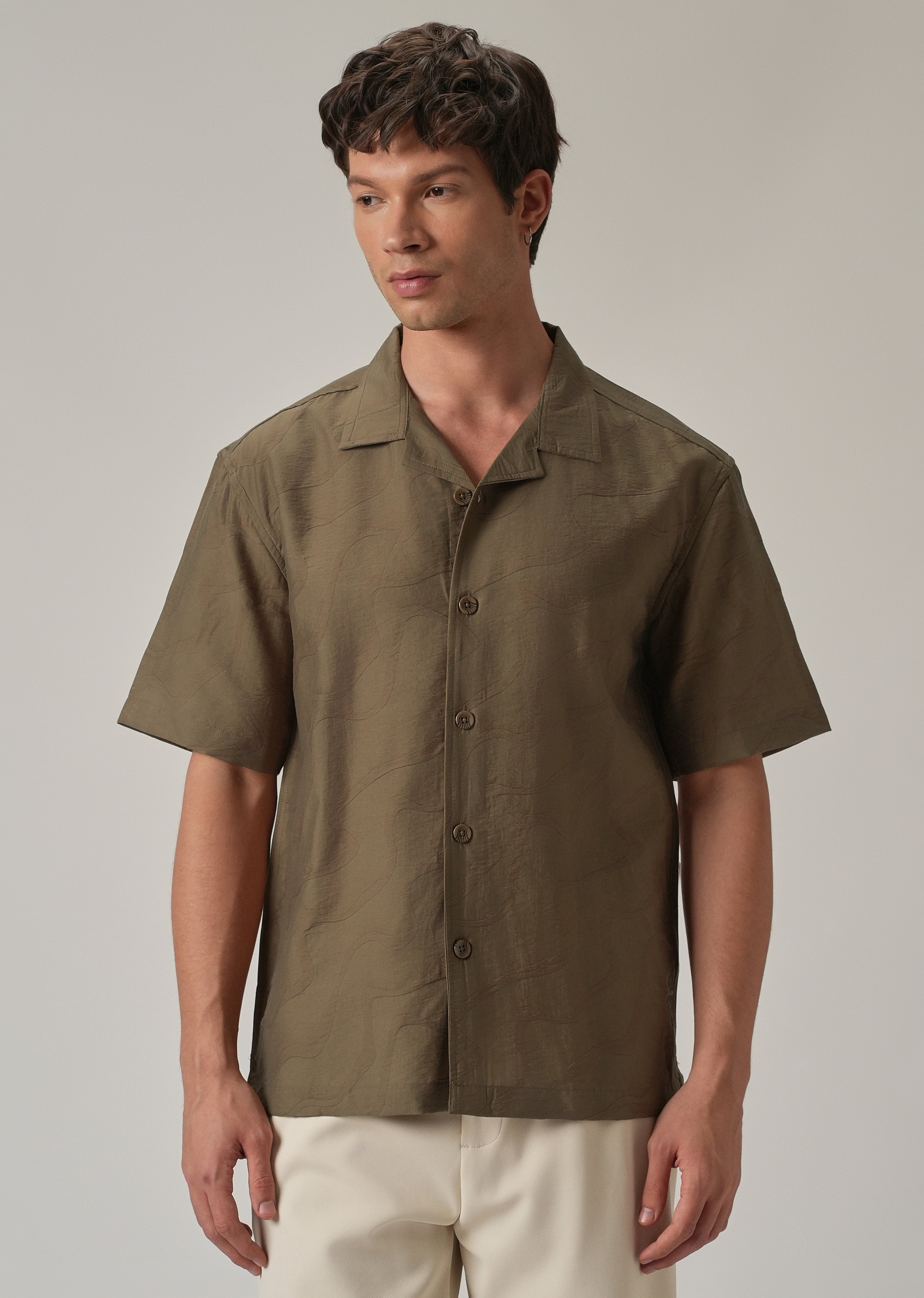 Brown Self Pattern Shirt