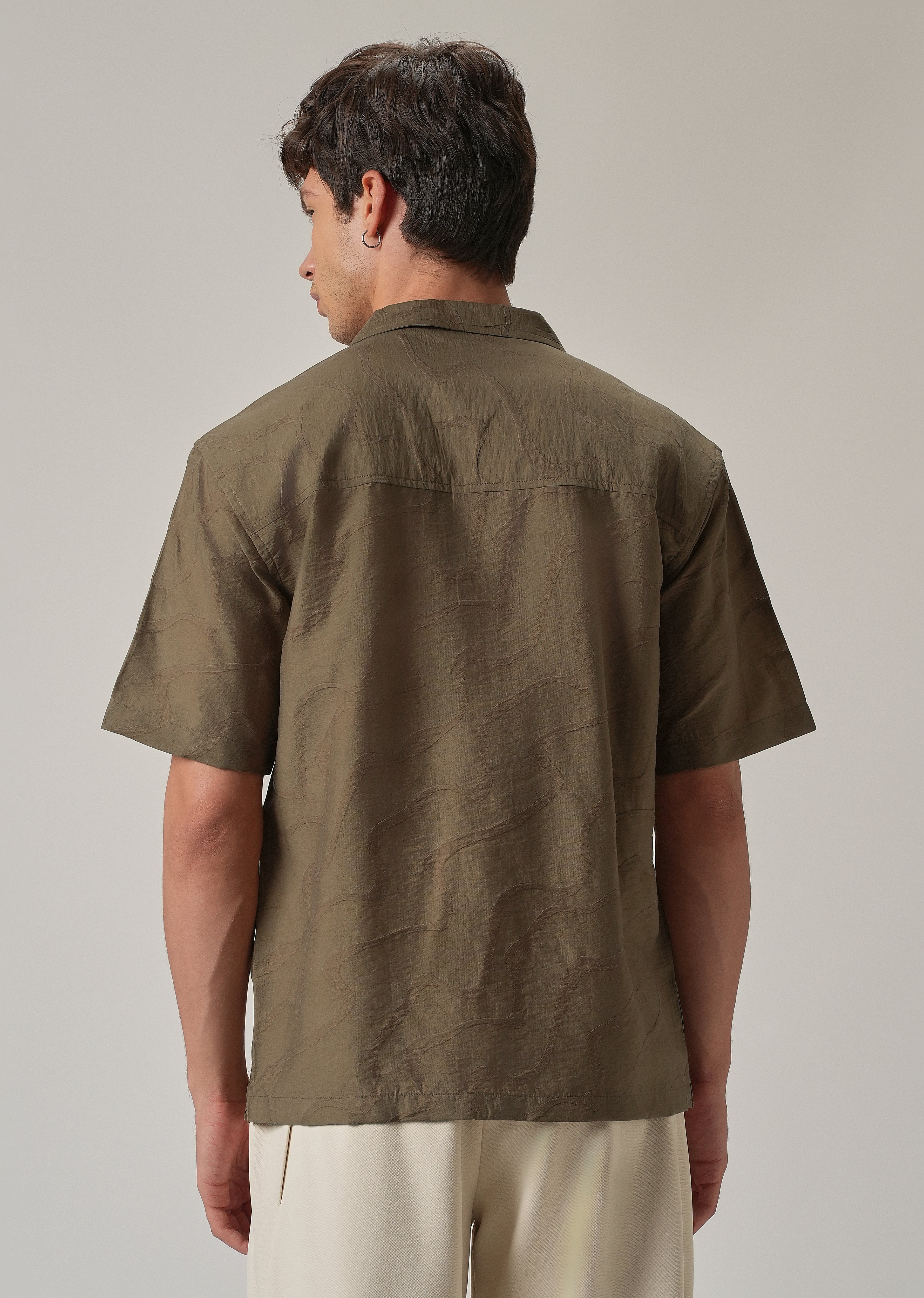 Brown Self Pattern Shirt