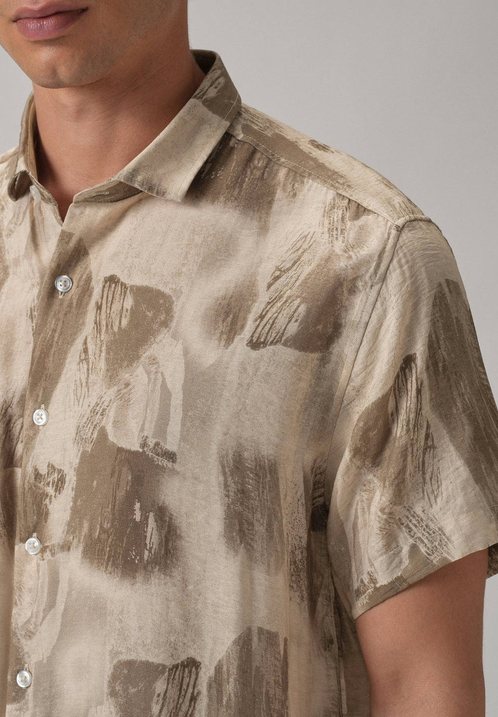 Brown Soft Stroke Printed Shirt