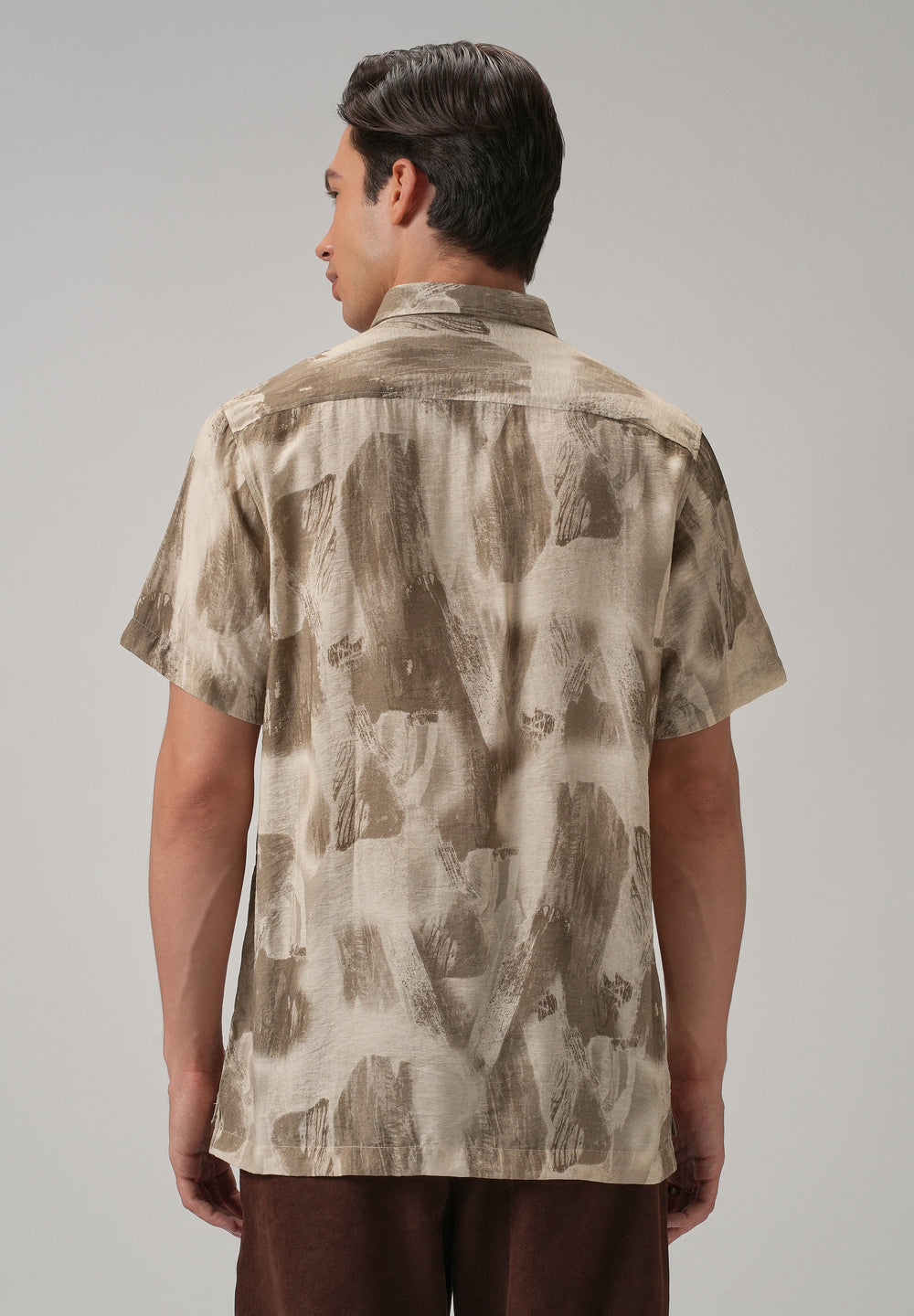 Brown Soft Stroke Printed Shirt