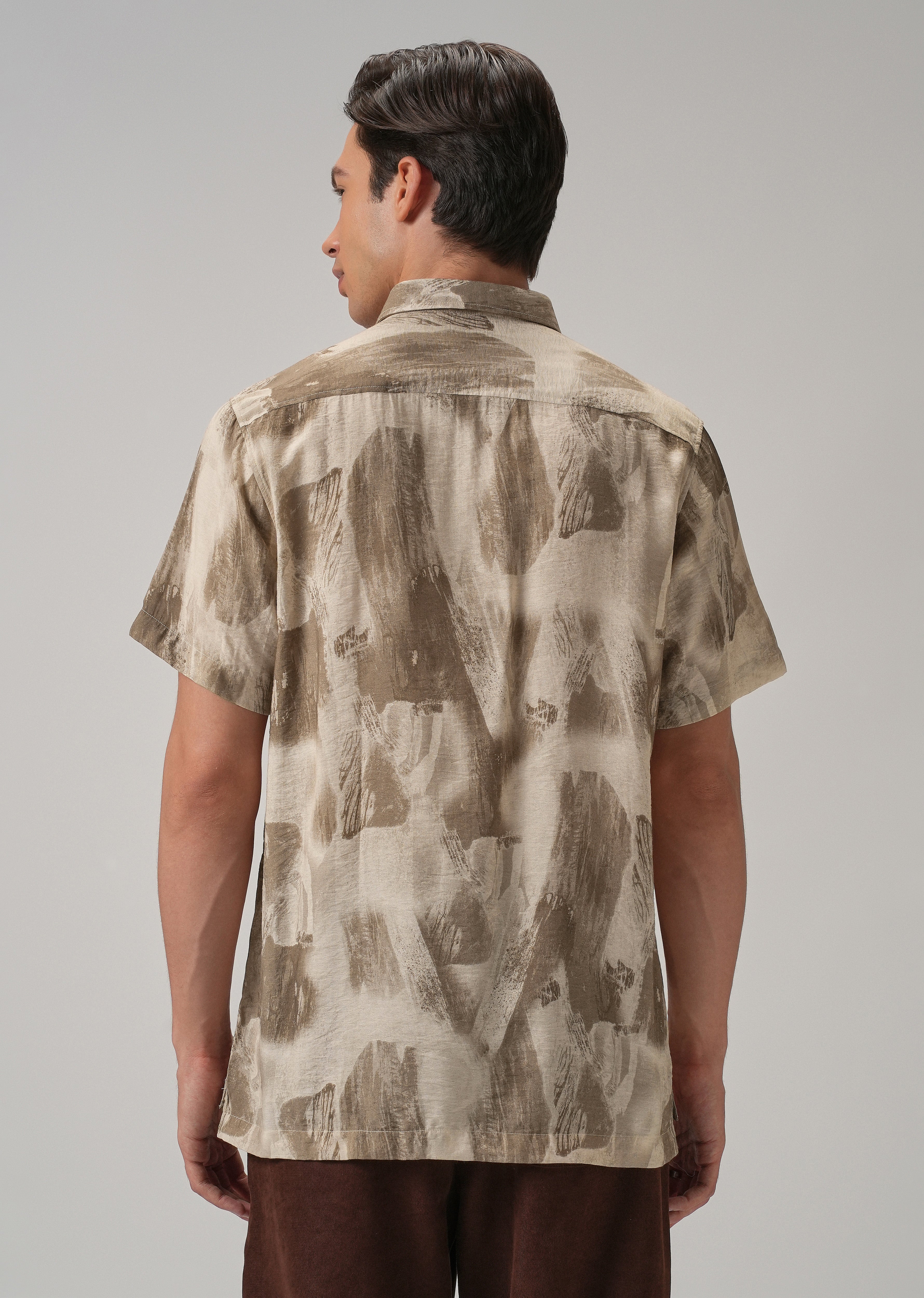 Brown Soft Stroke Printed Shirt
