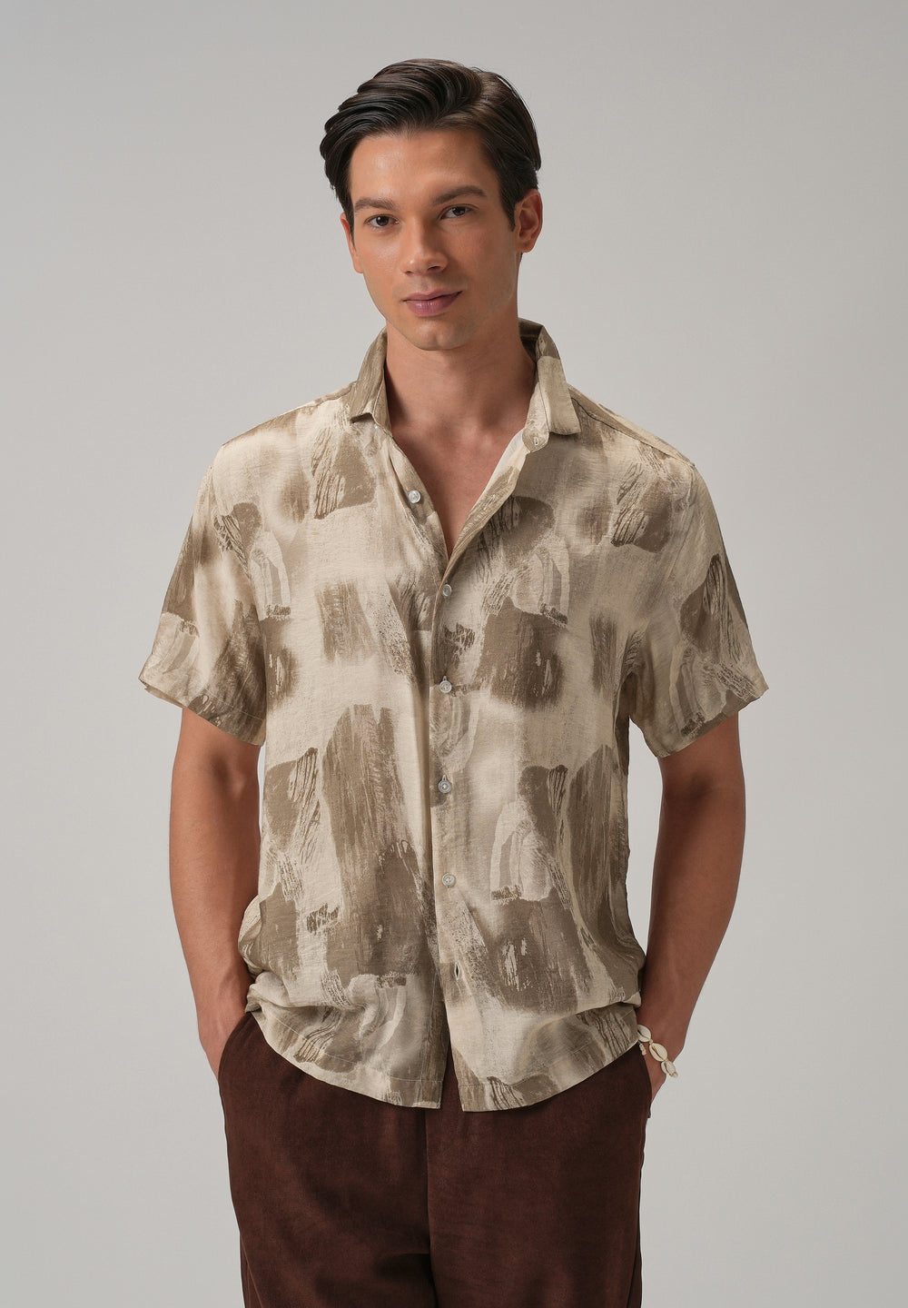 Brown Soft Stroke Printed Shirt