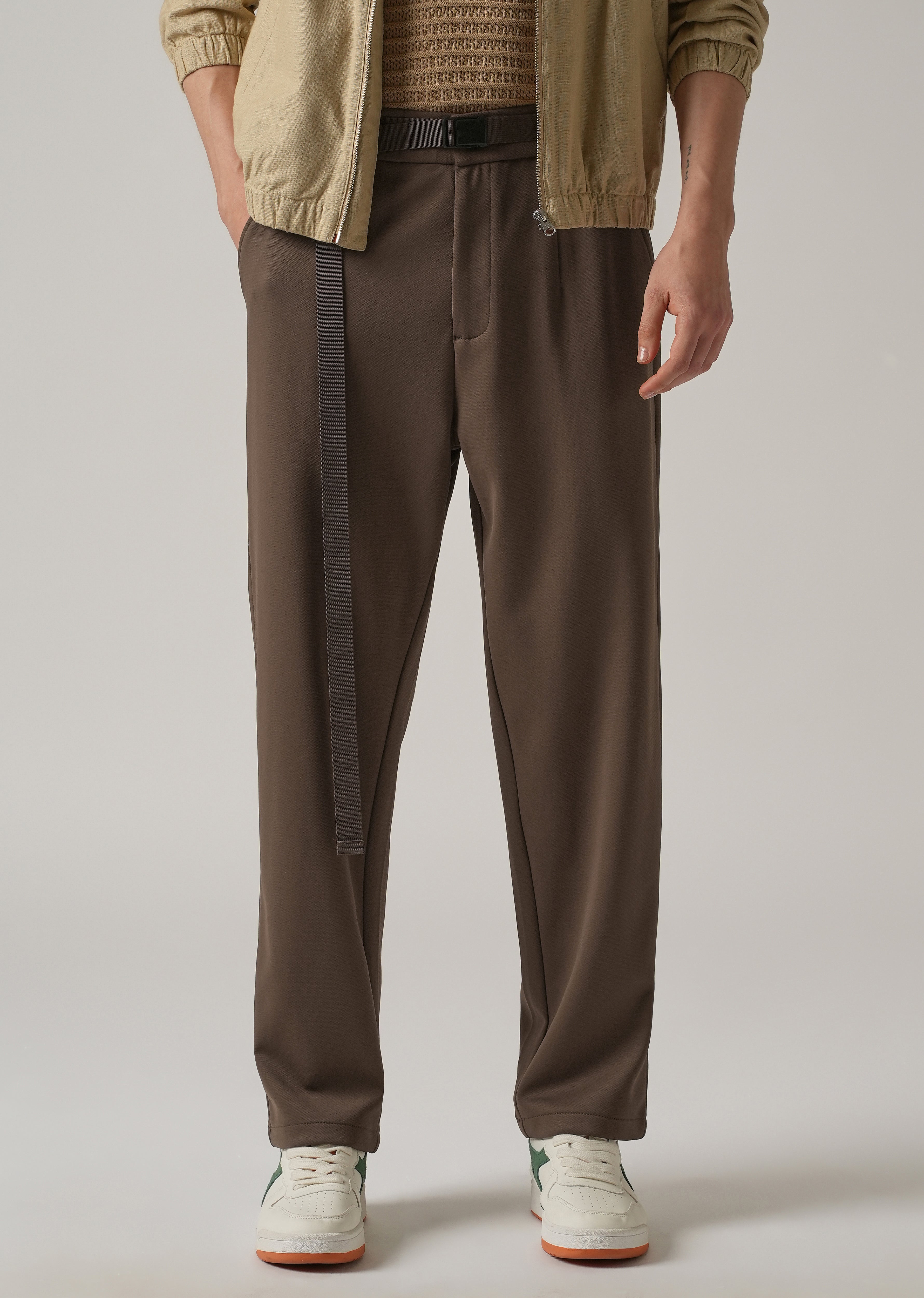 Brown Stretch Elasticated Pant