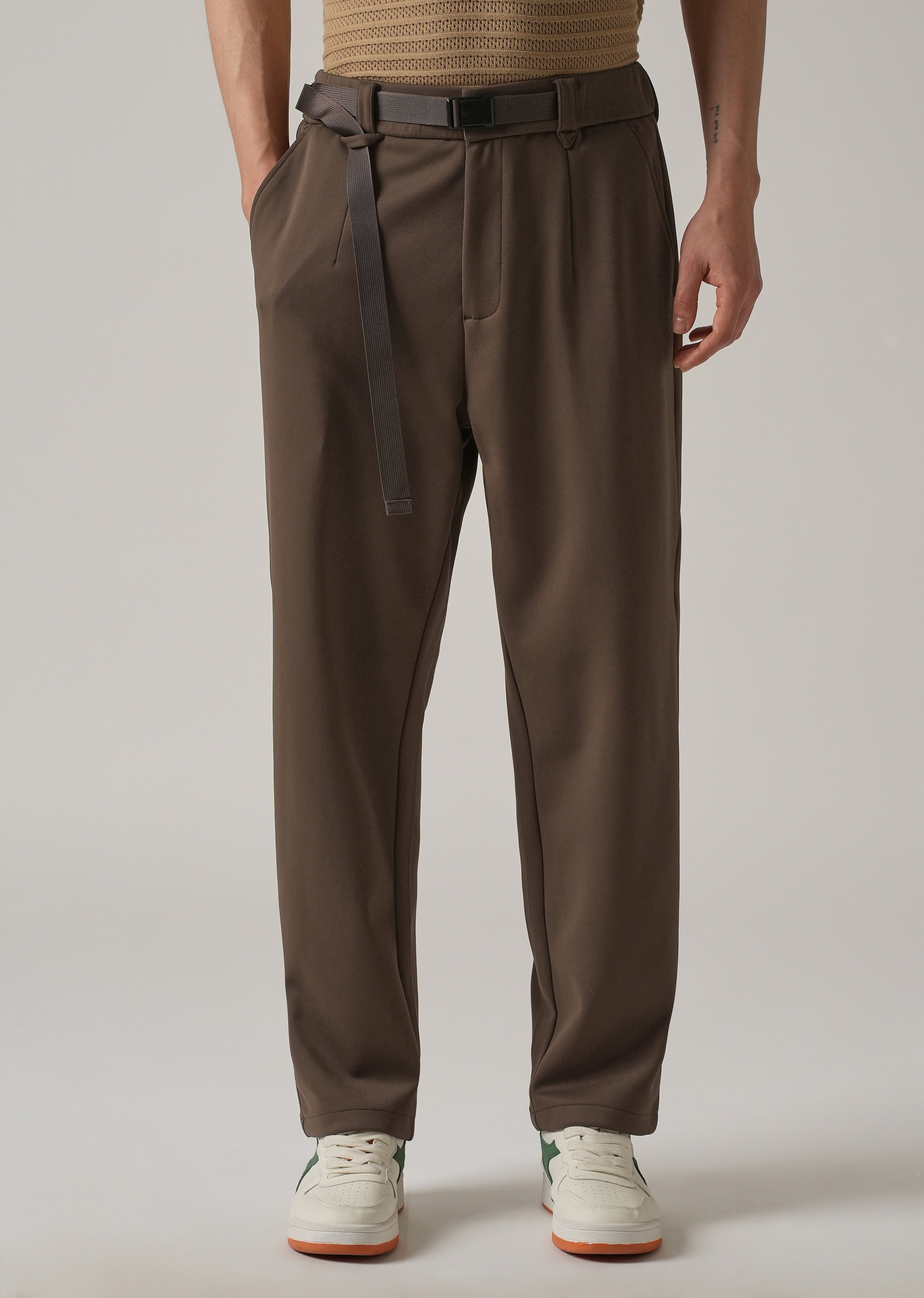 Brown Stretch Elasticated Pant