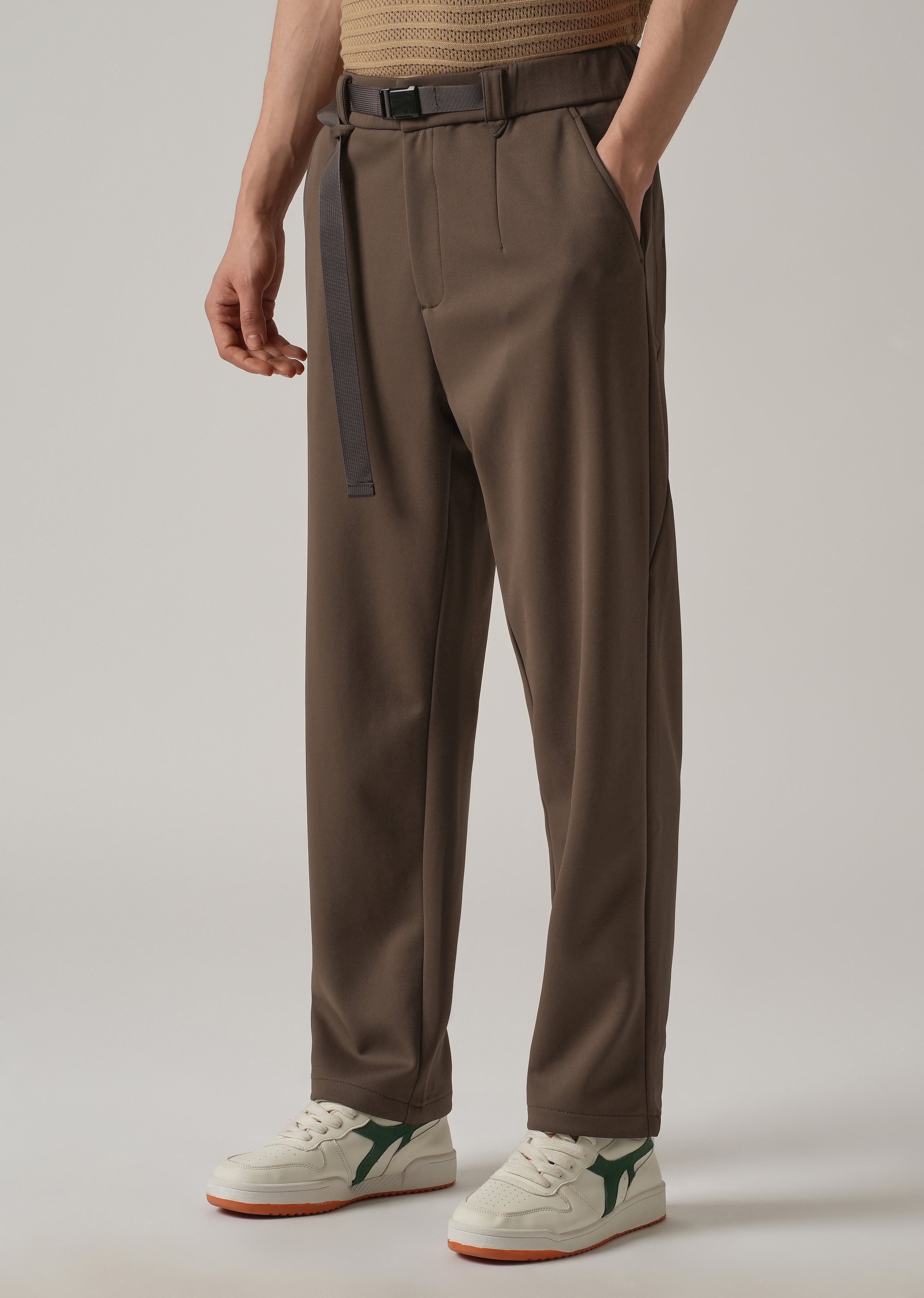Brown Stretch Elasticated Pant