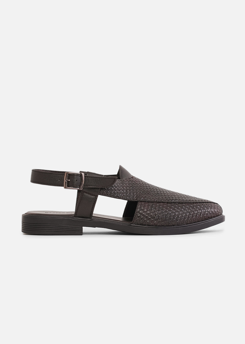 Brown Textured Back Strap Comfort Sandals