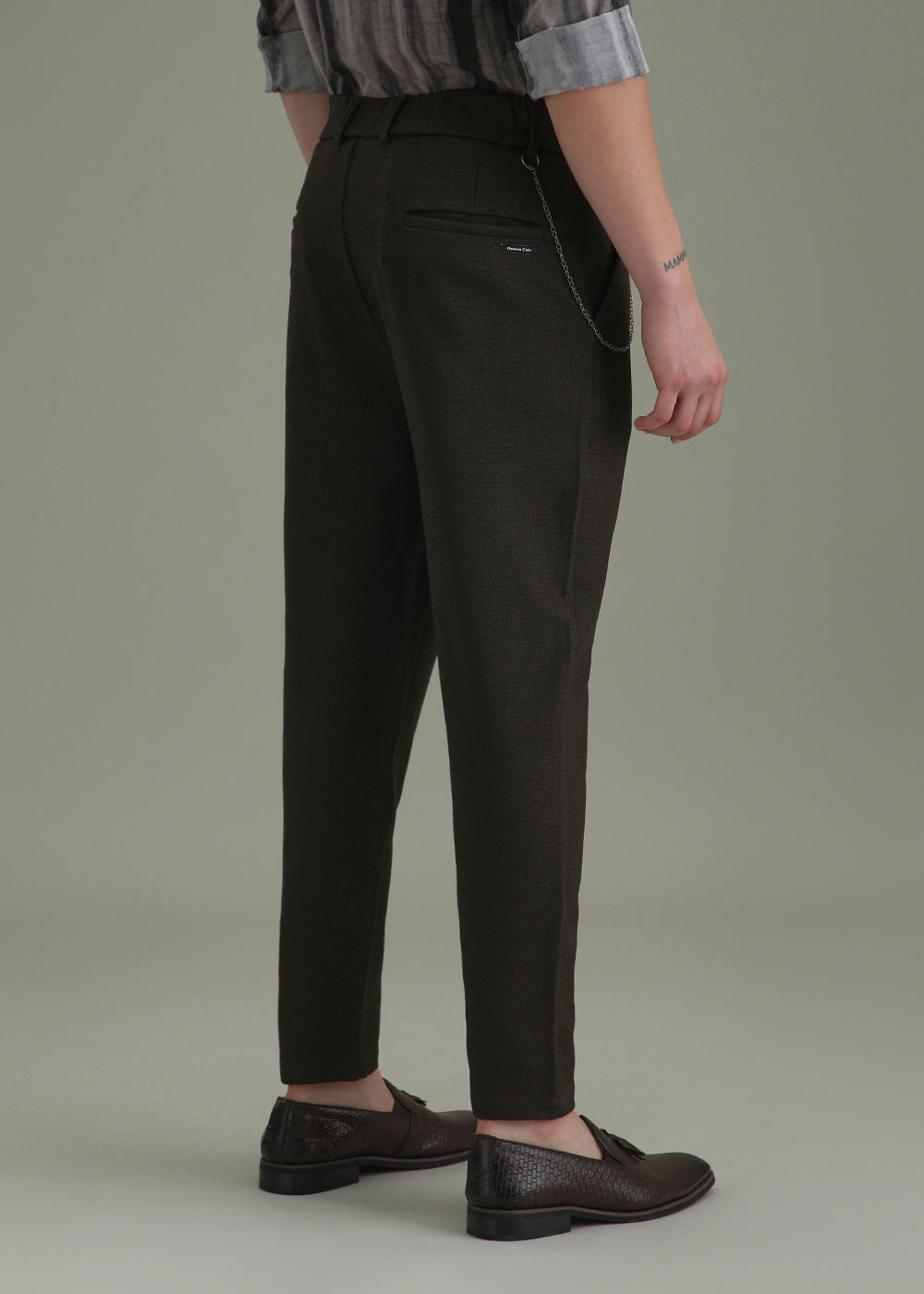 Brown Textured Korean Pant