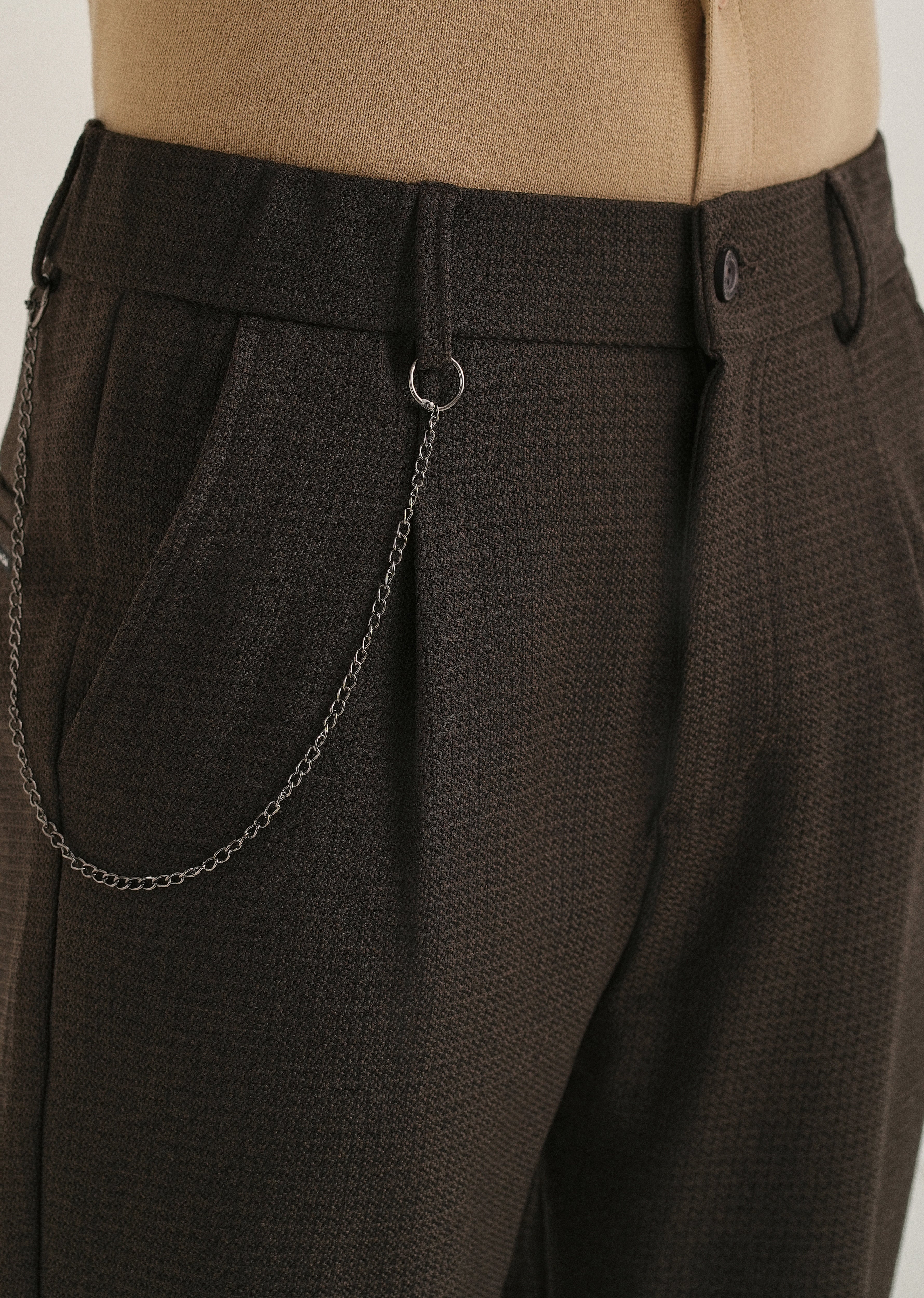 Brown Textured Korean Pant