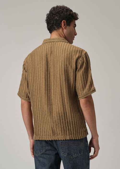 Brown Clip Jacquard Stripe Shirt