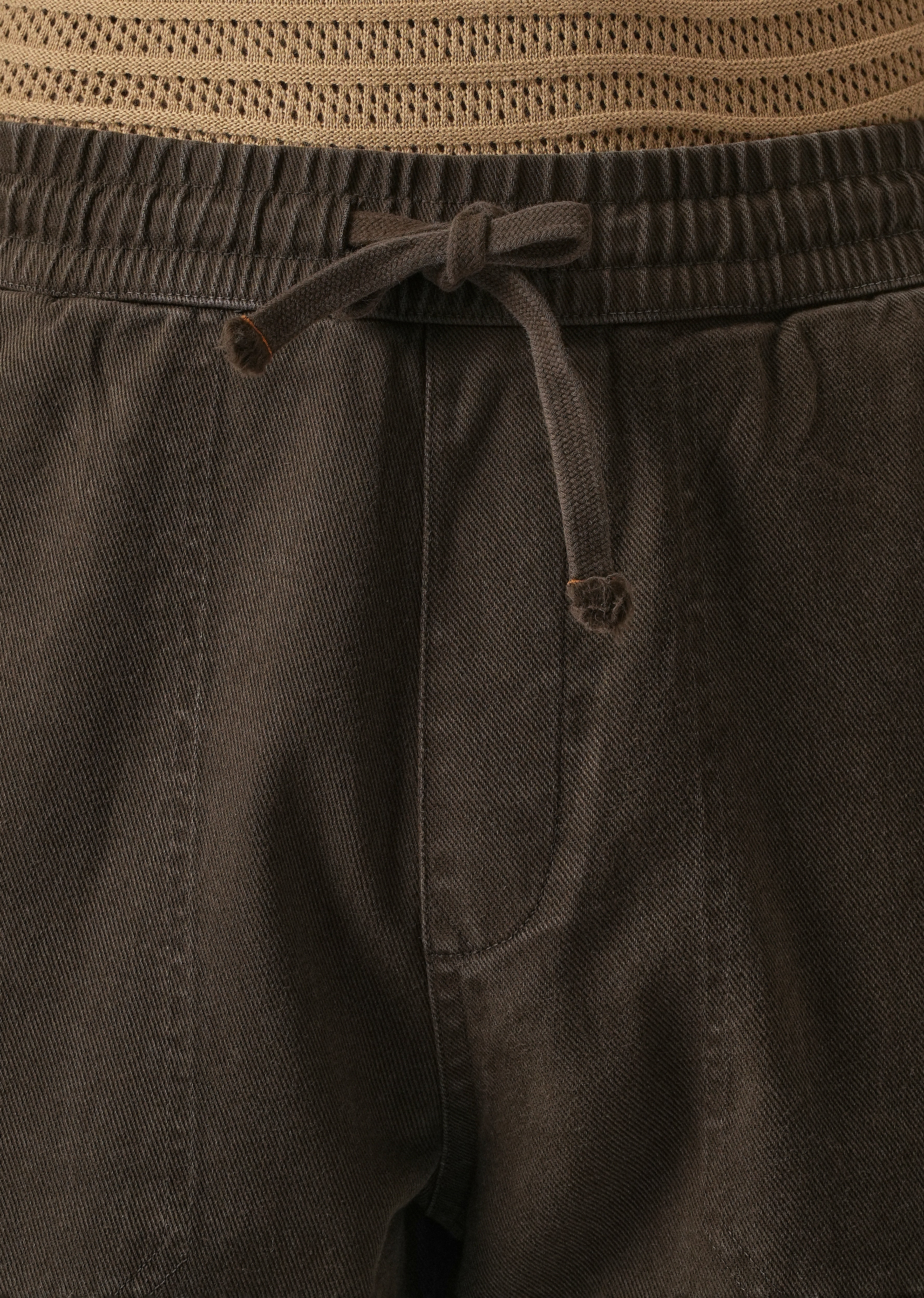 Brown Drawstring Drill Denim
