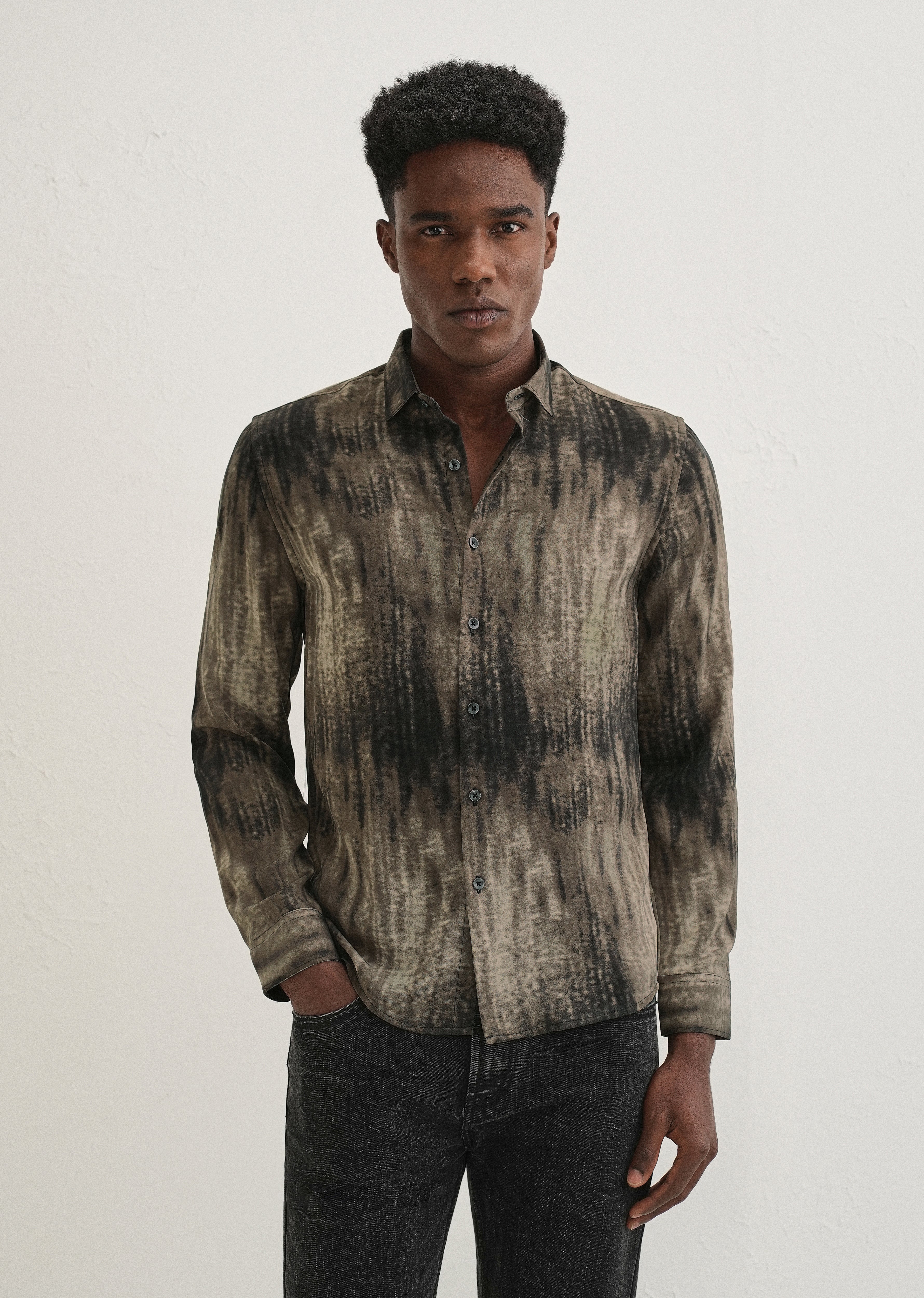 Brown Fade Abstract Printed Shirt