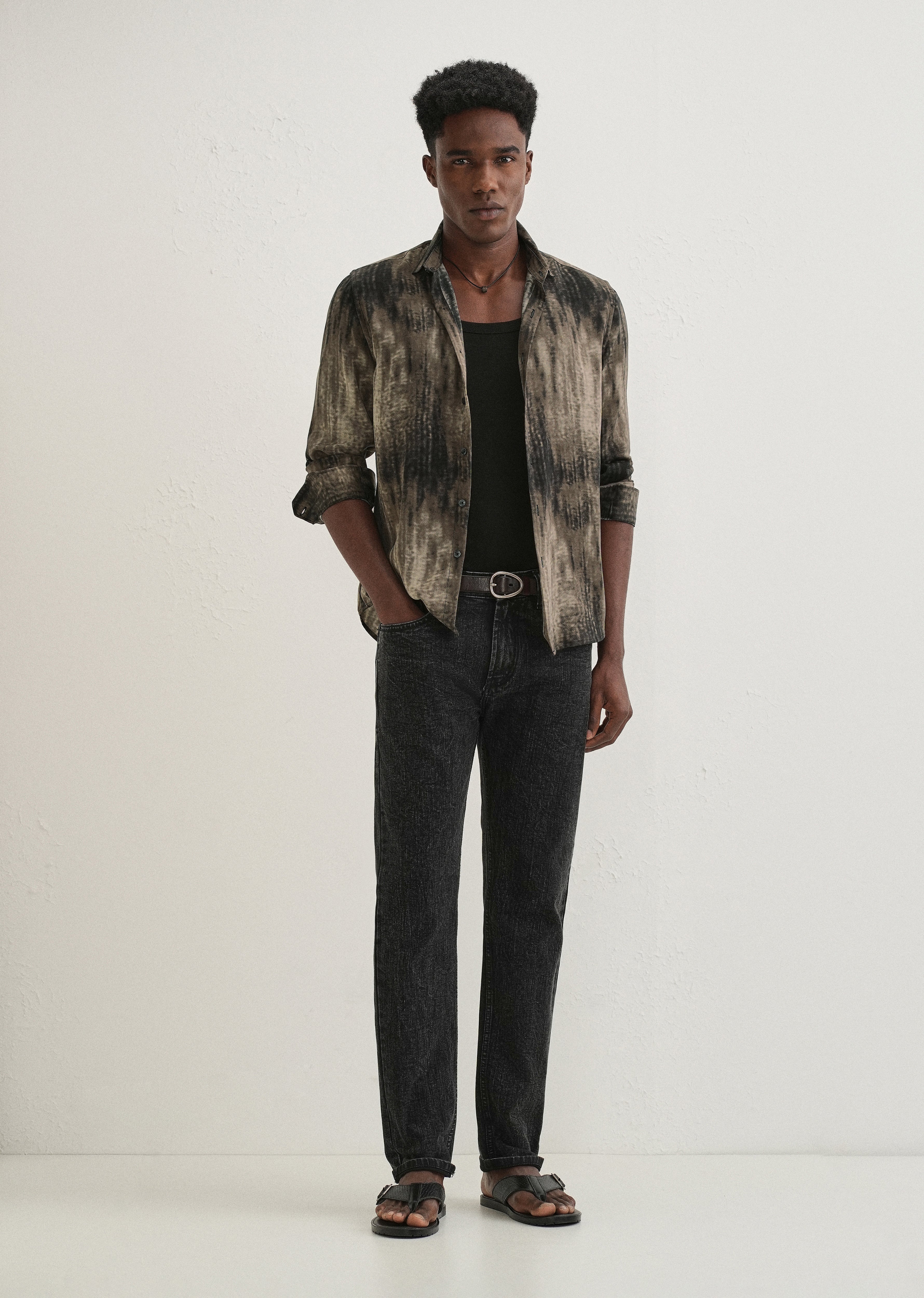 Brown Fade Abstract Printed Shirt