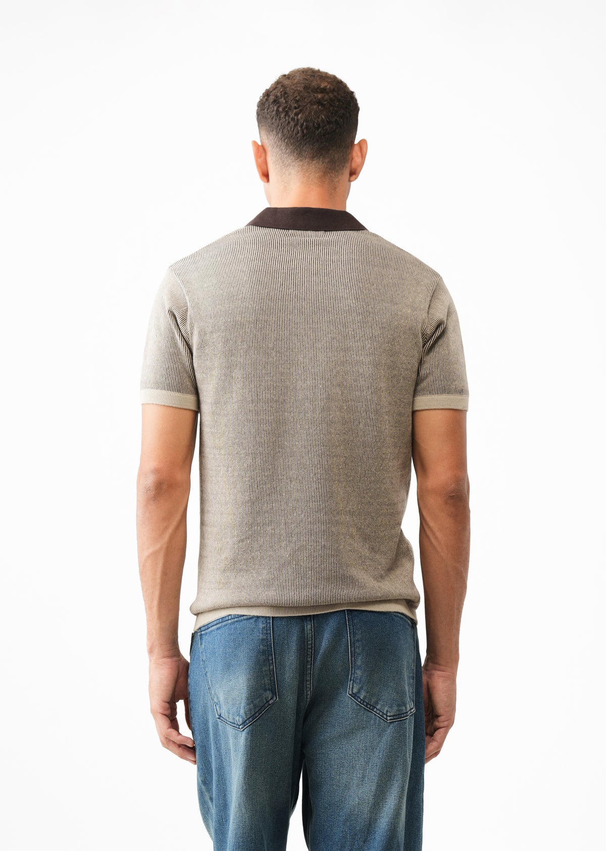 Brown Knitted Polo T-Shirt
