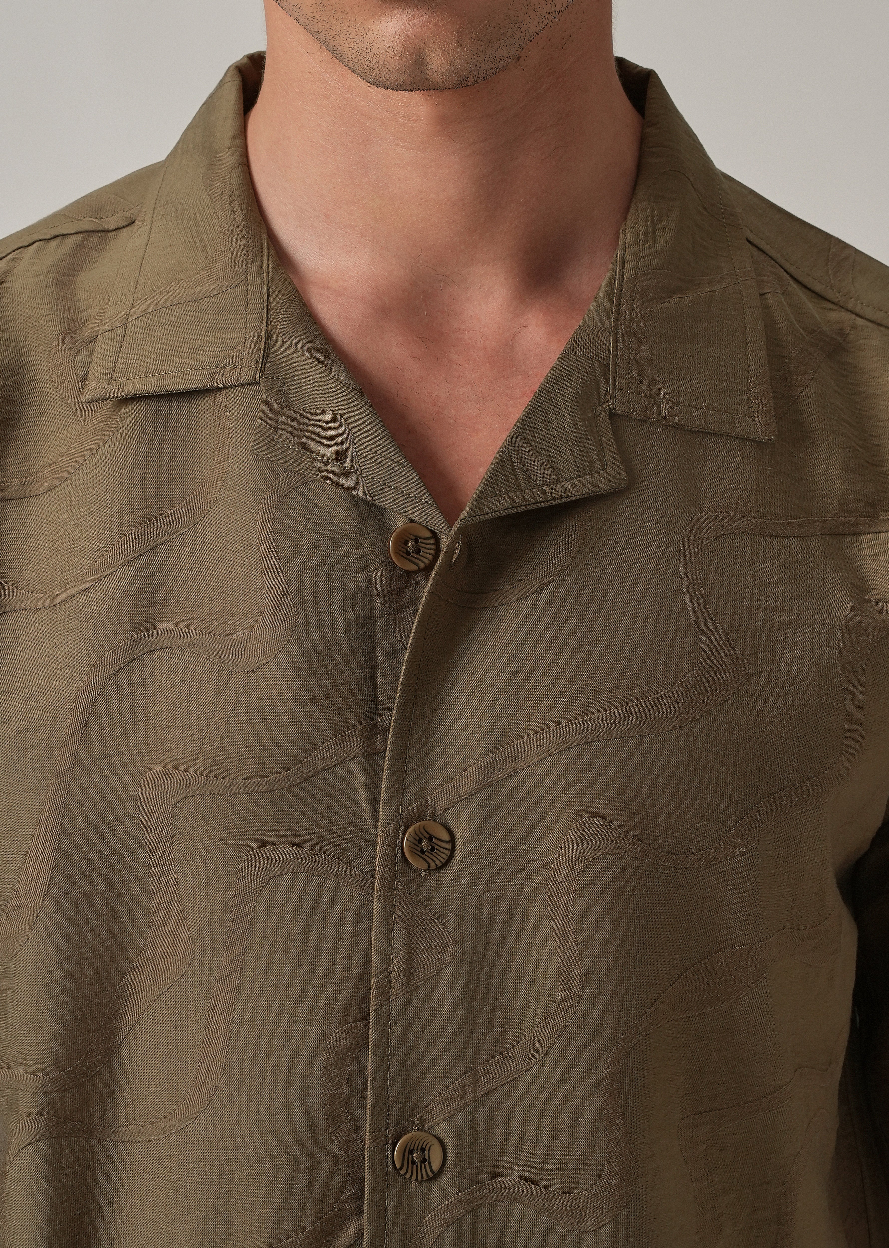 Brown Self Pattern Shirt