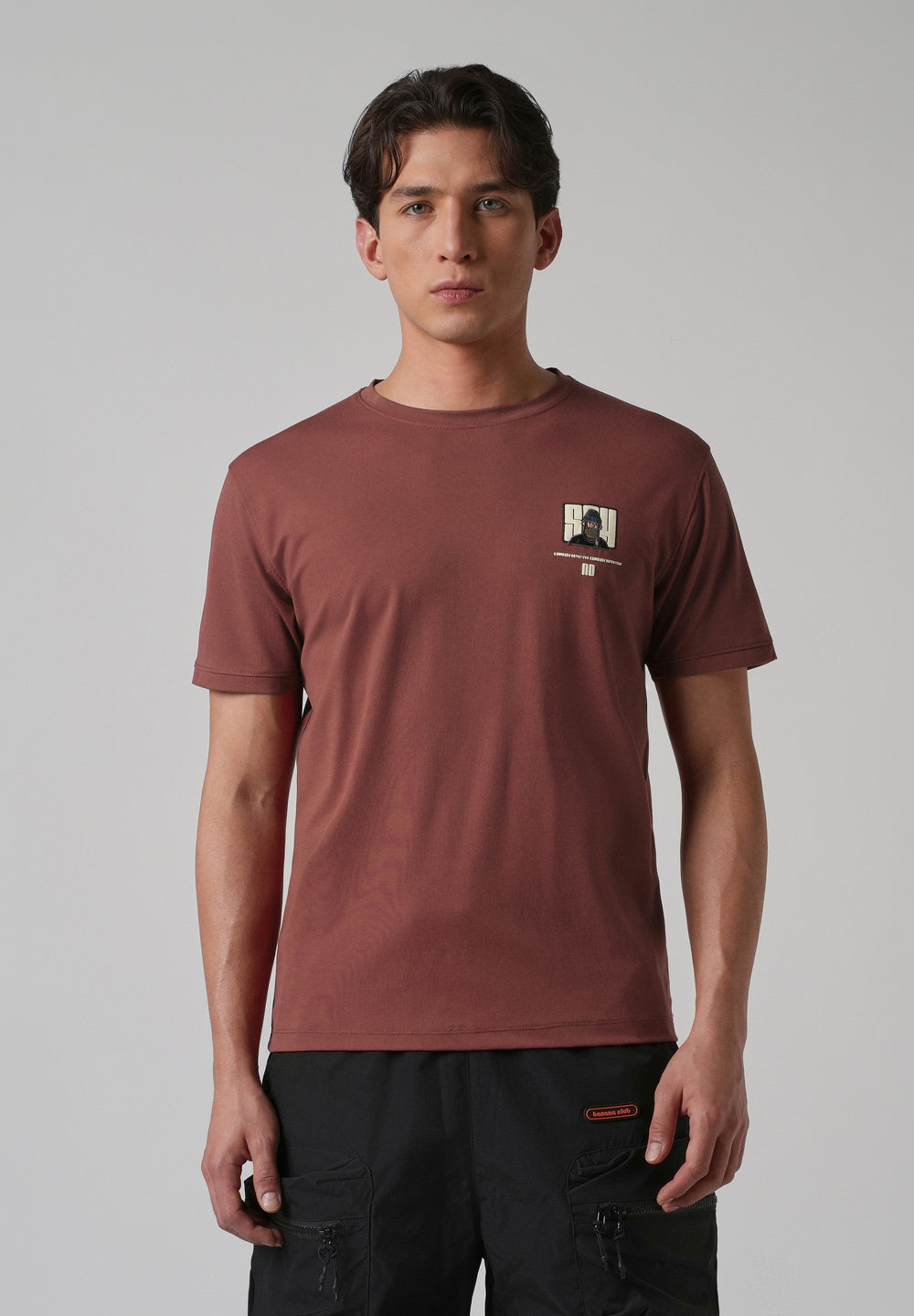 Brunt Brown Printed Slim Fit T-shirt