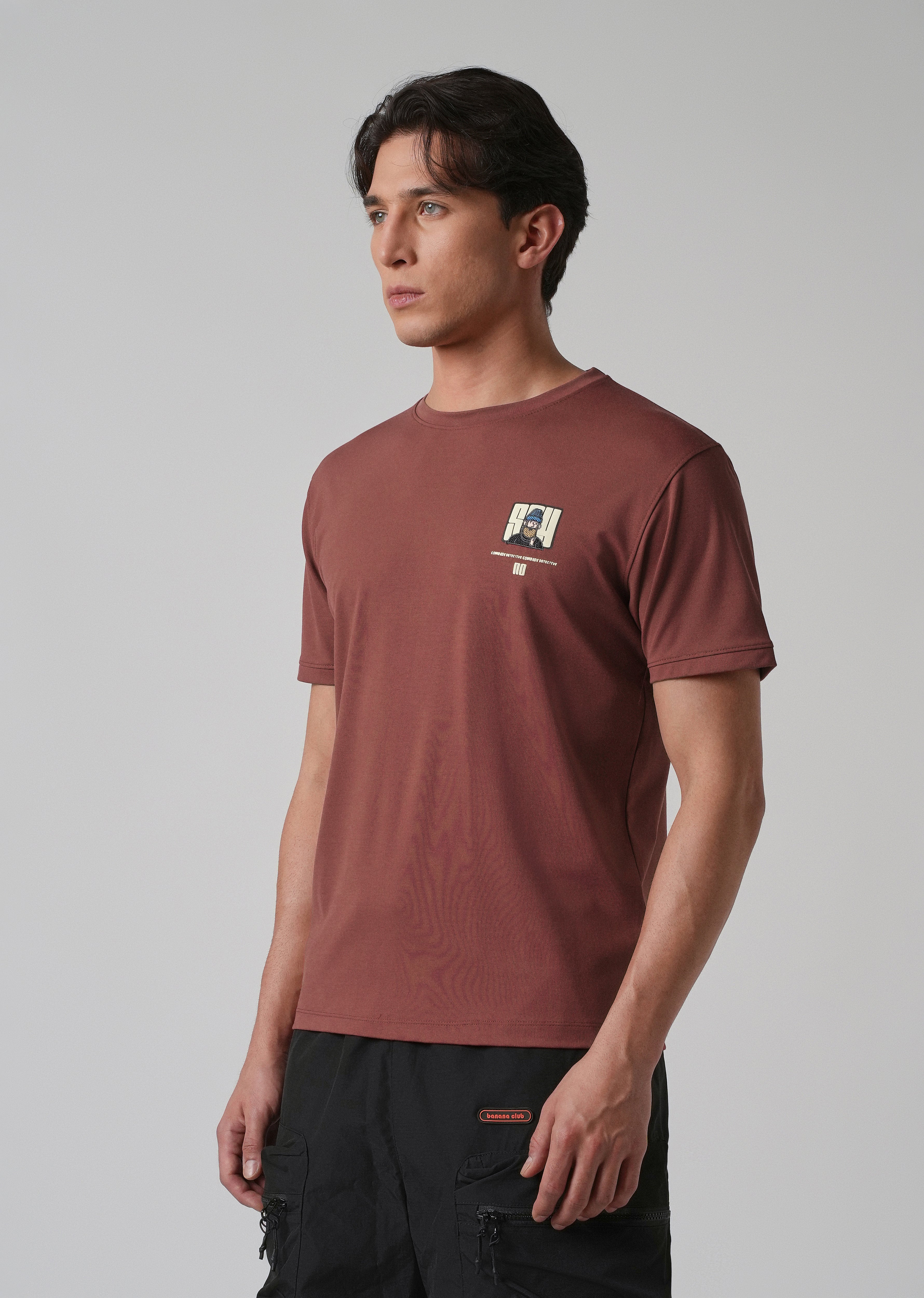 Brunt Brown Printed Slim Fit T-shirt