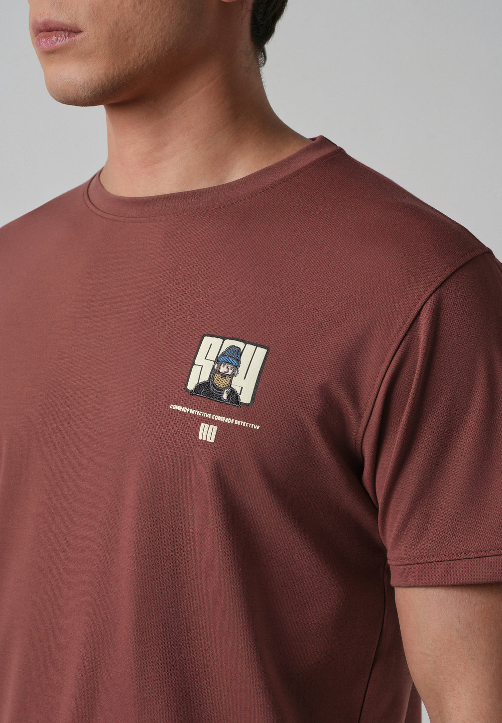 Brunt Brown Printed Slim Fit T-shirt