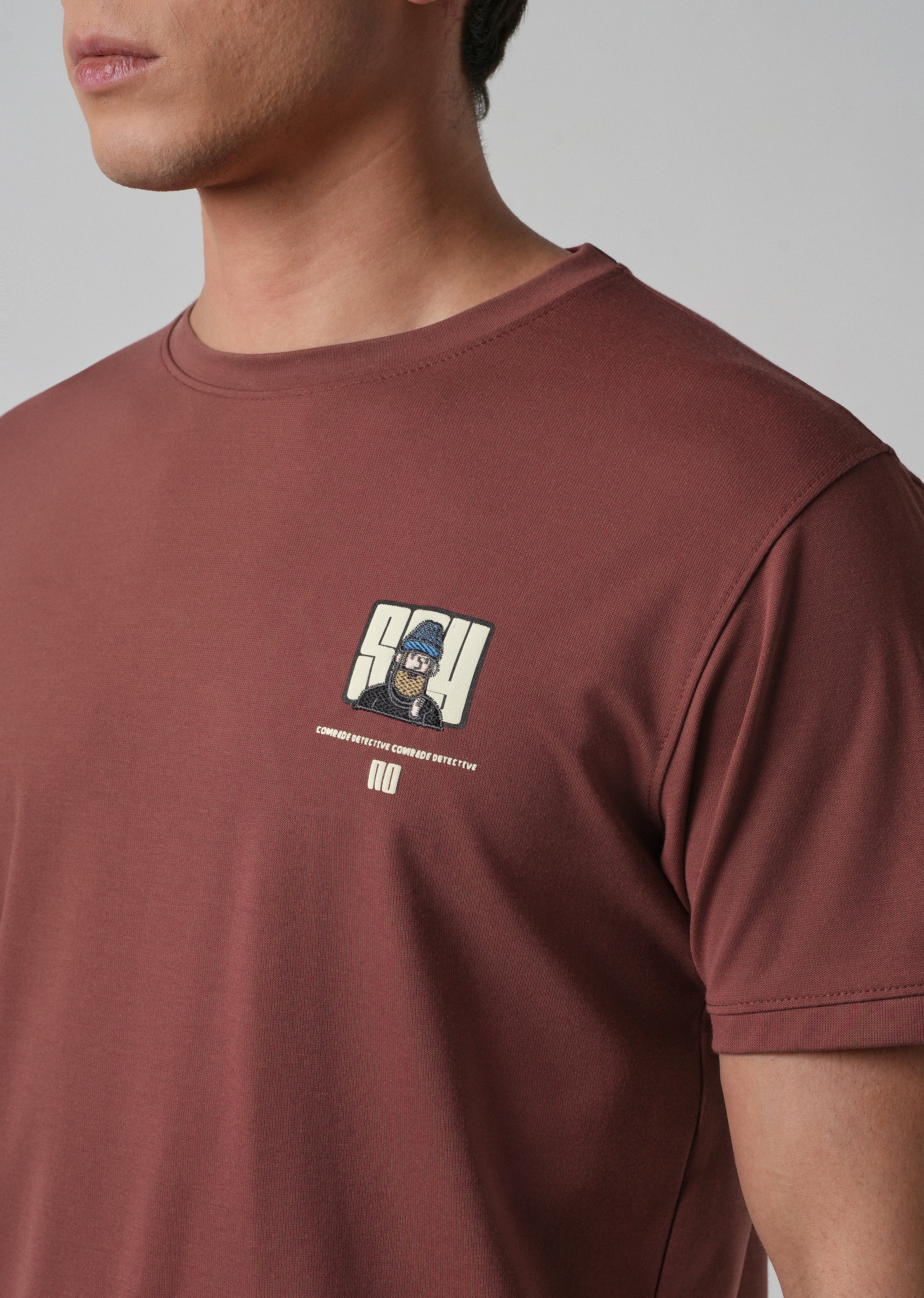 Brunt Brown Printed Slim Fit T-shirt