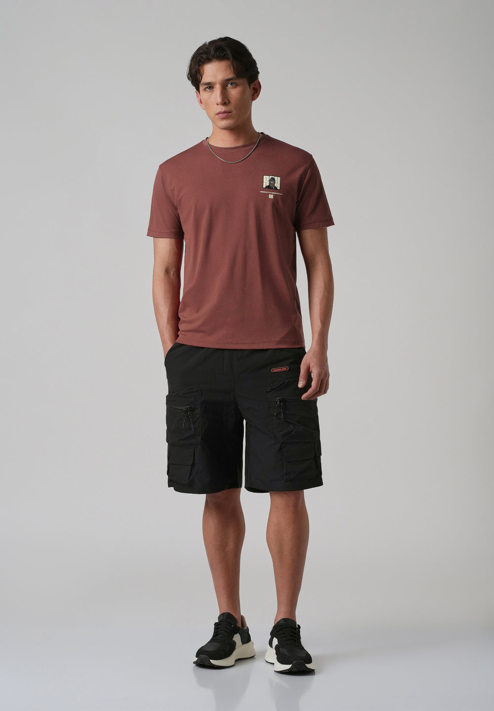 Brunt Brown Printed Slim Fit T-shirt