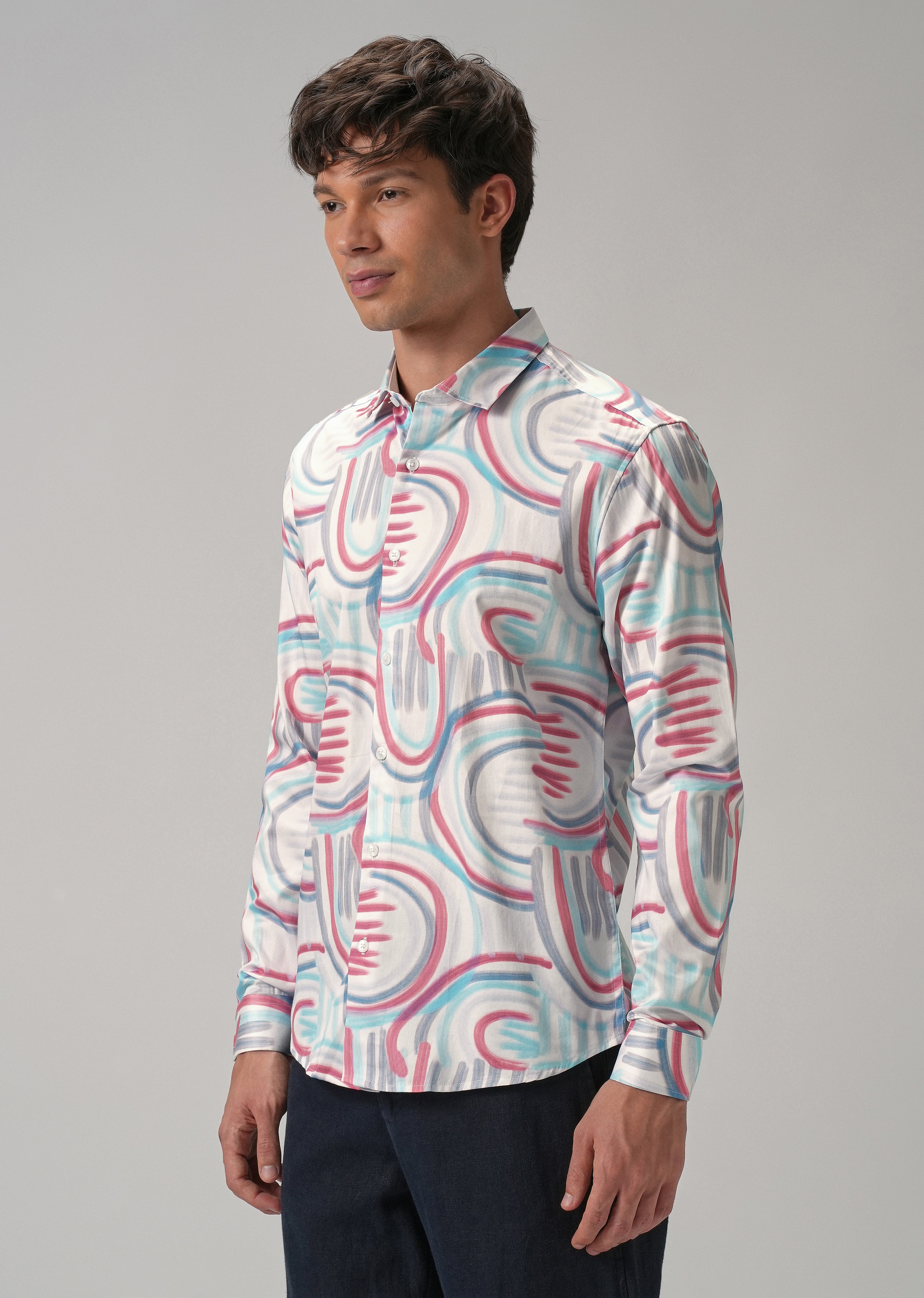 Brush Stroke Full Sleeve Printed Shirt