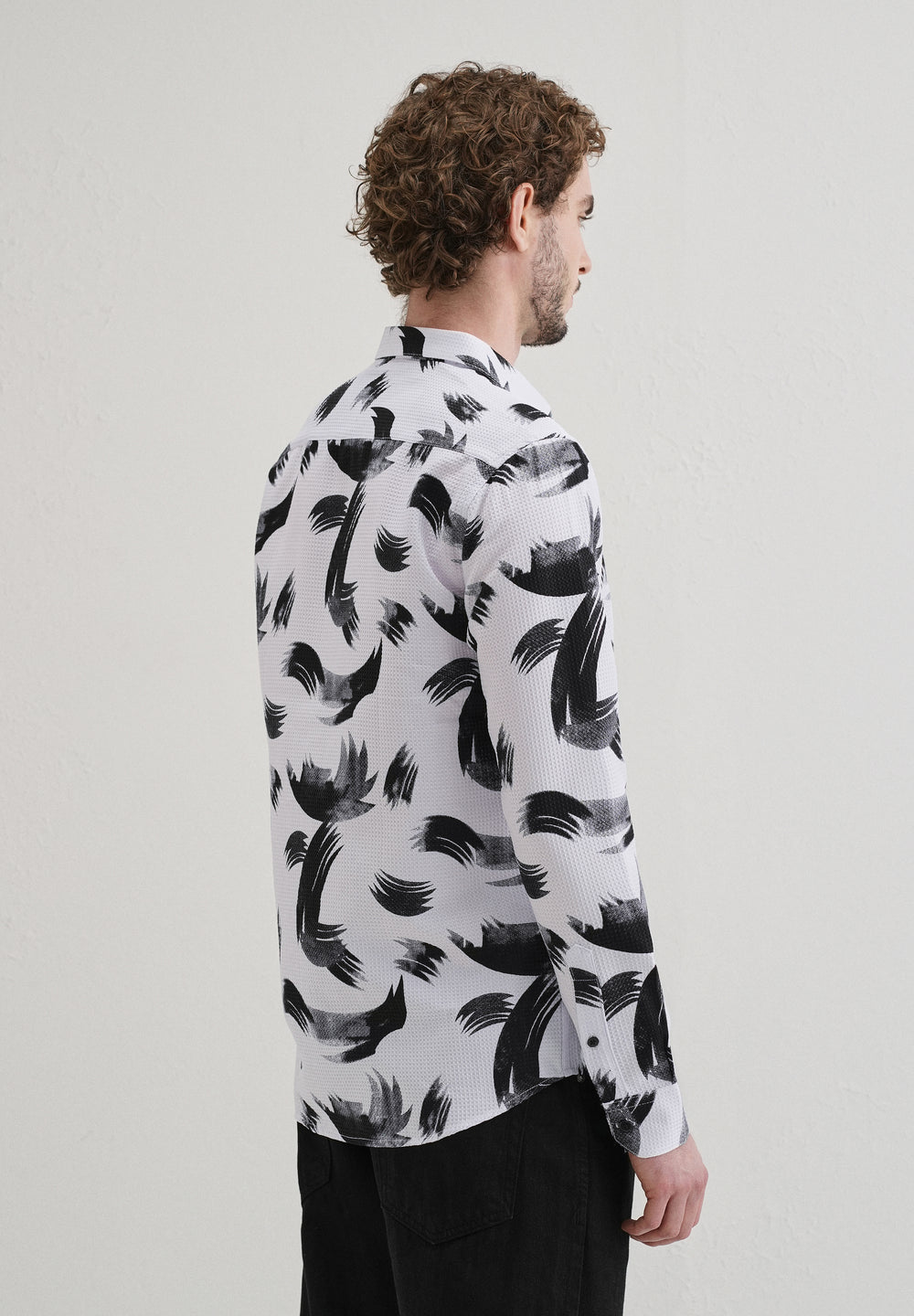 Brush Stroke Waffle Dobby White Shirt