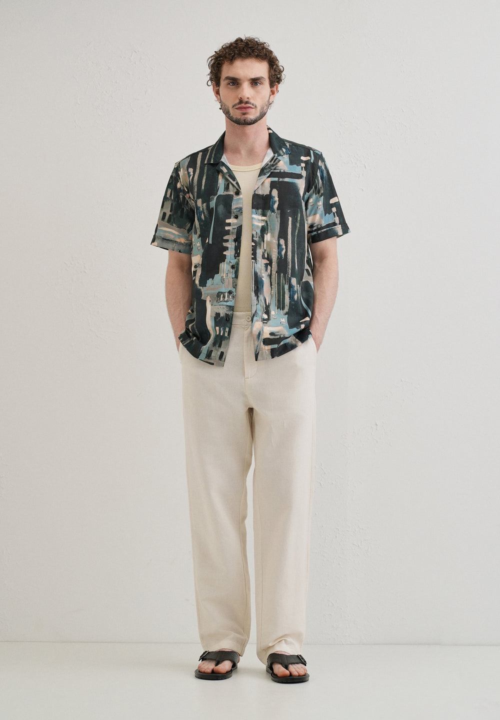 Brush Work Half Sleeve Shirt