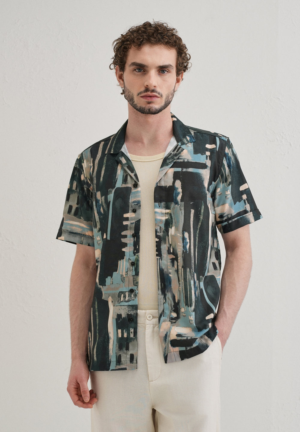 Brush Work Half Sleeve Shirt