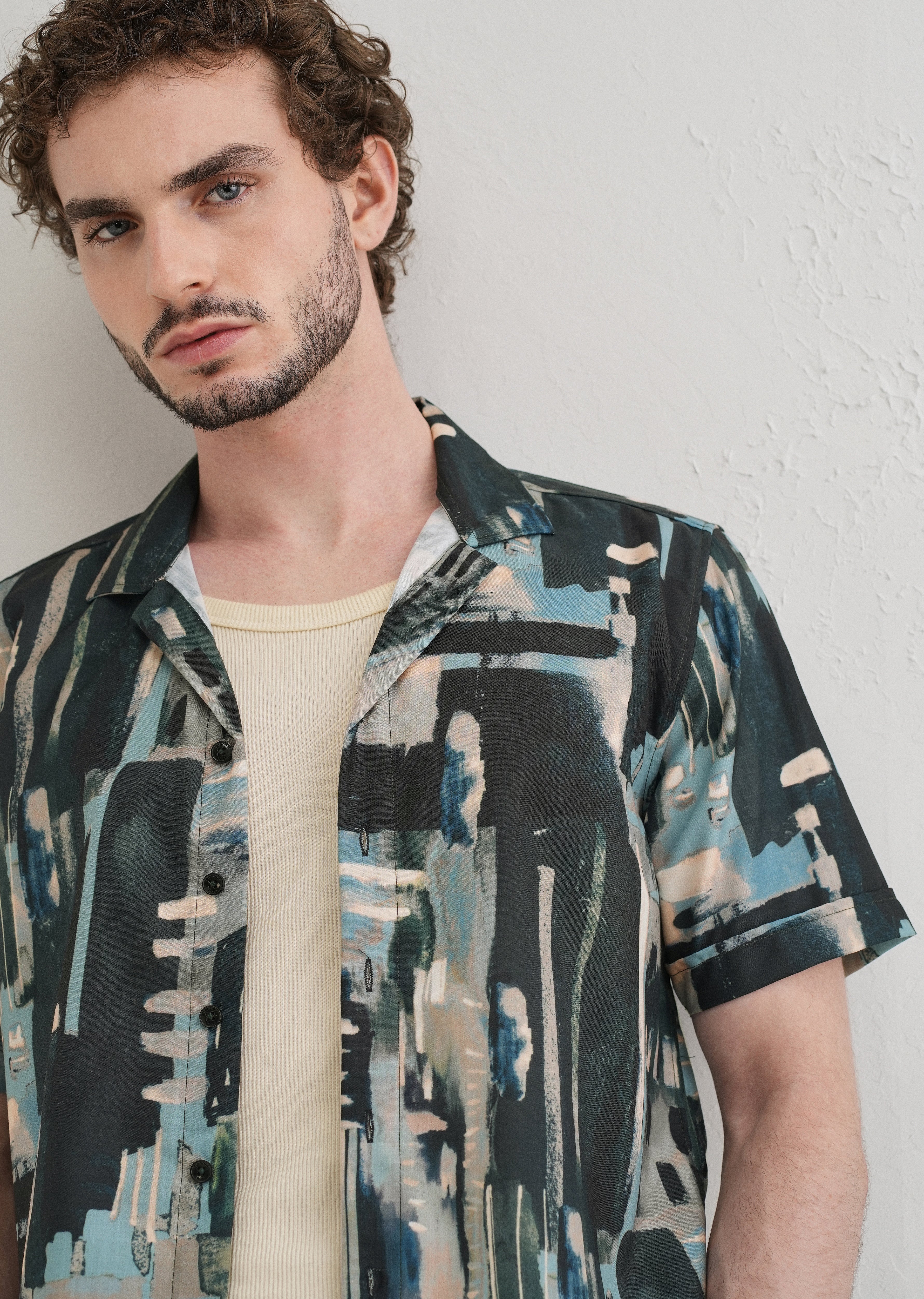 Brush Work Half Sleeve Shirt