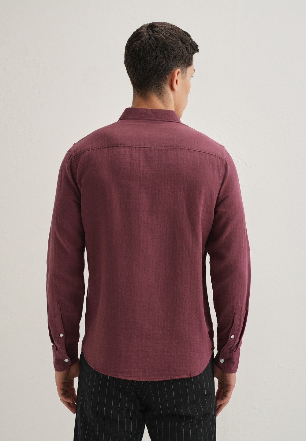 Burgundy Pure Cotton Stitchless Placket Shirt