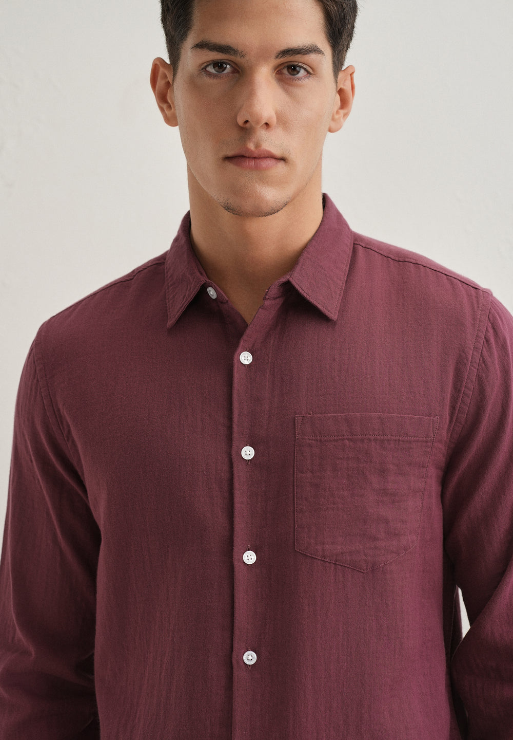 Burgundy Pure Cotton Stitchless Placket Shirt