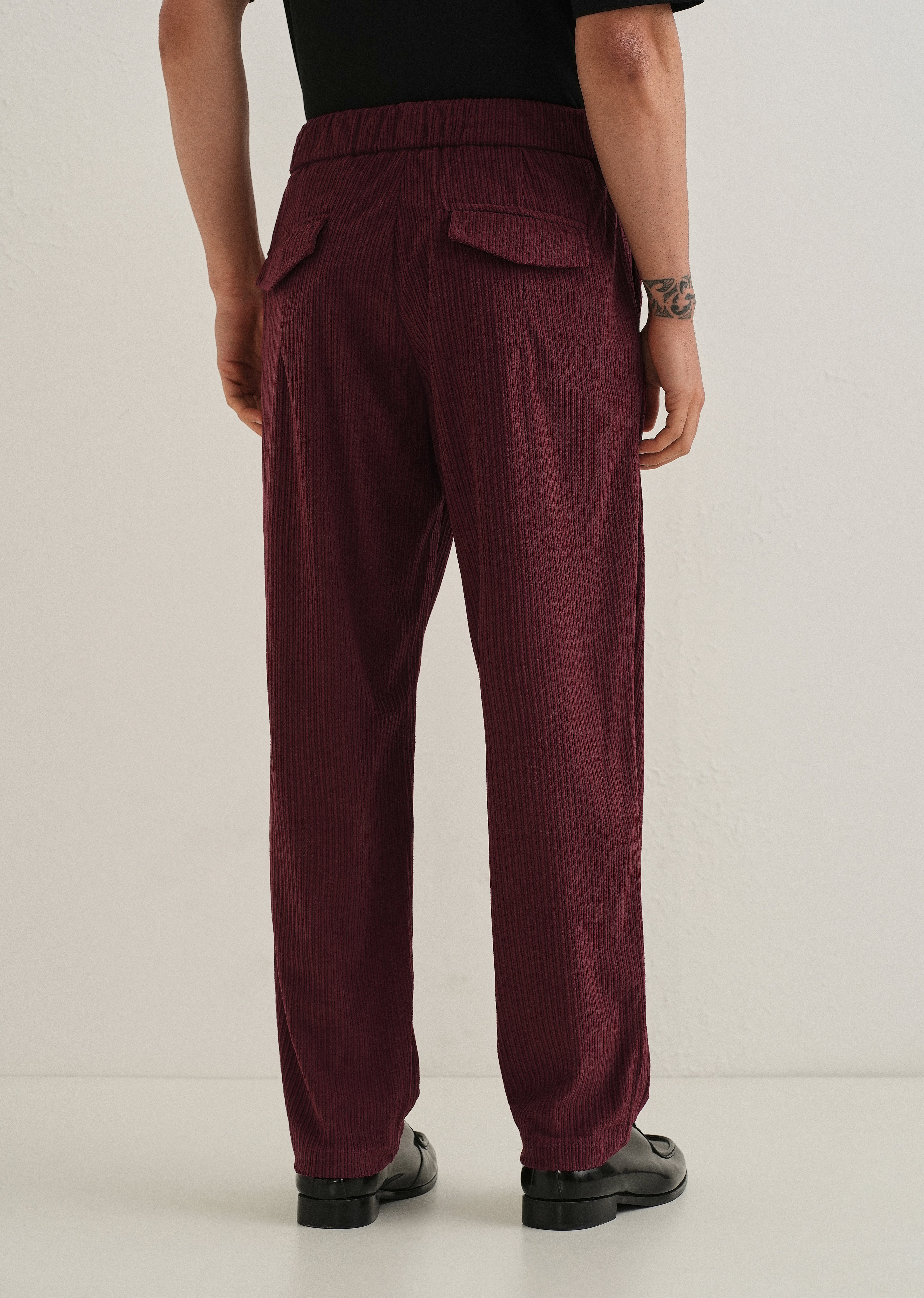 Burgundy Red Drawstring Corduroy Pant