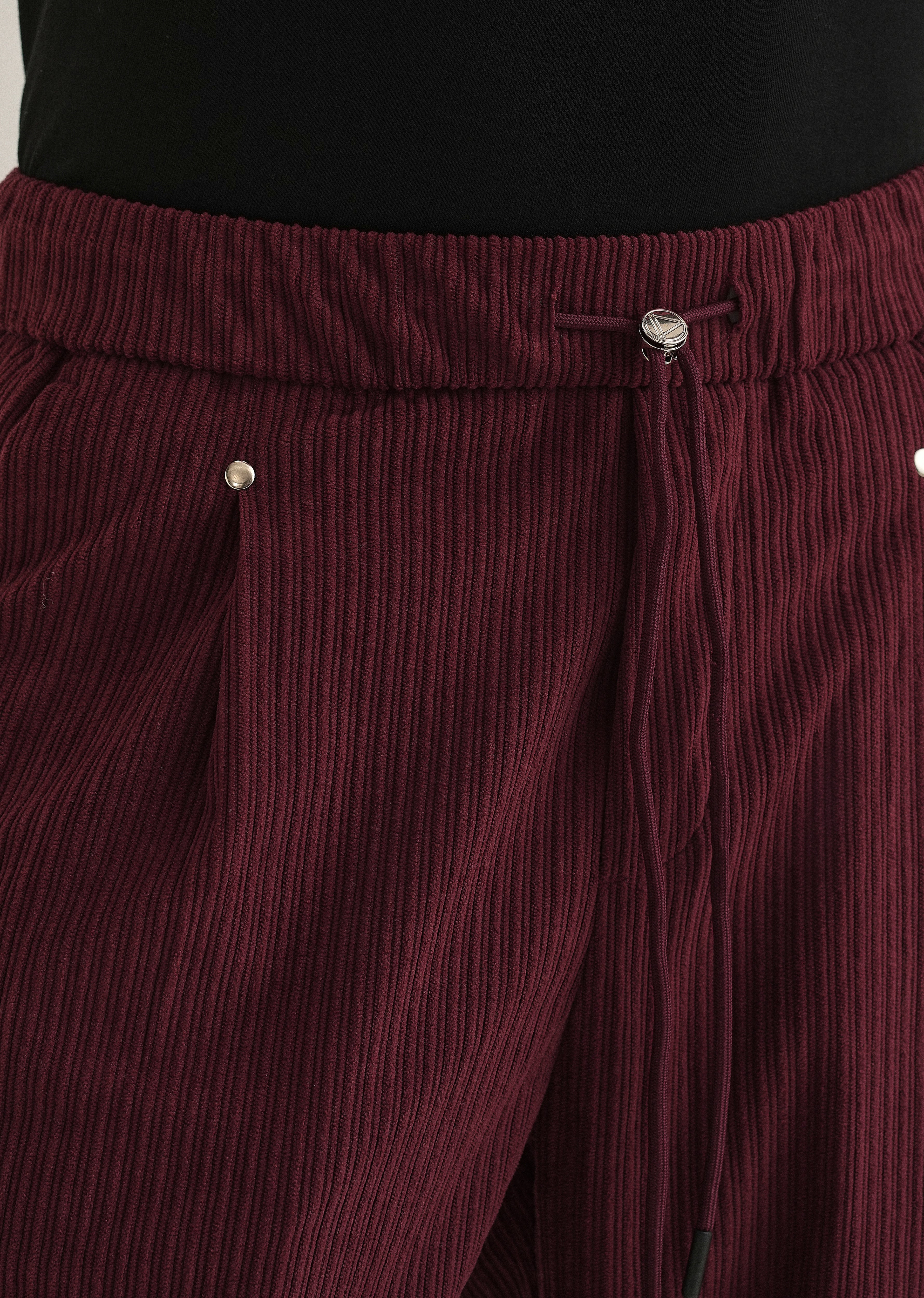Burgundy Red Drawstring Corduroy Pant