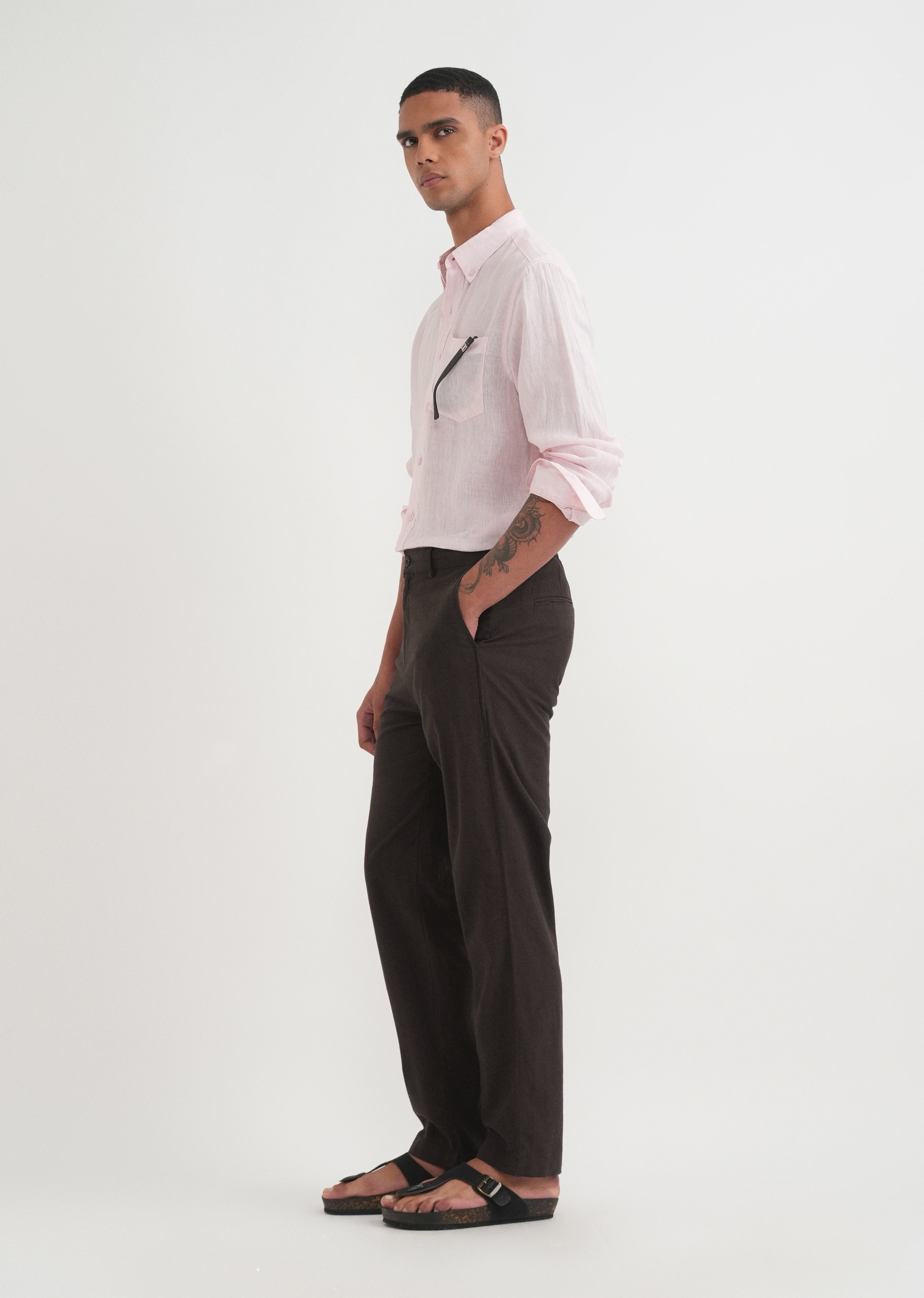 Burgundy Semi-Elasticated Relaxed Fit Trouser