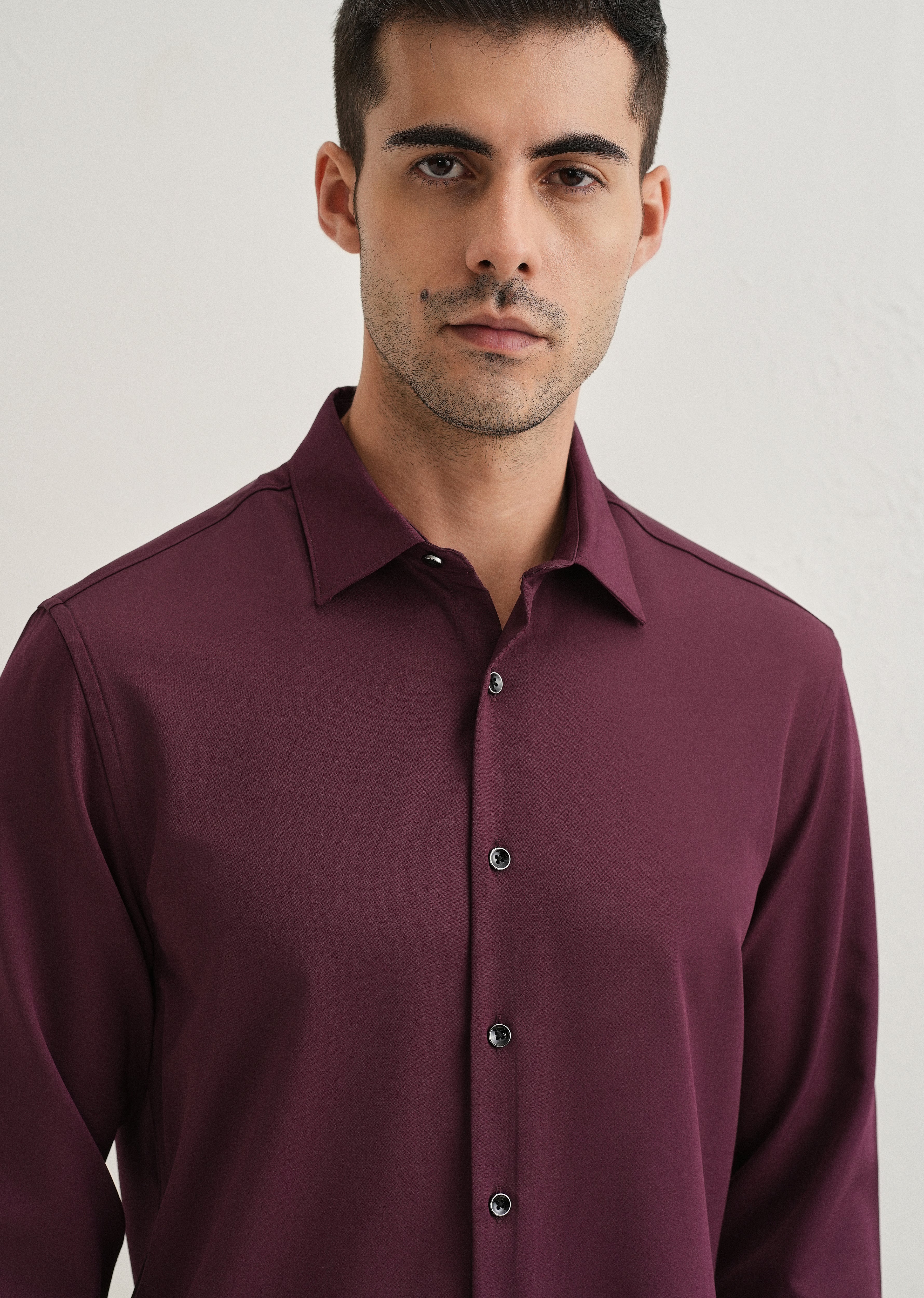 Burgundy Wrinkle Free Stitchless Placket Shirt