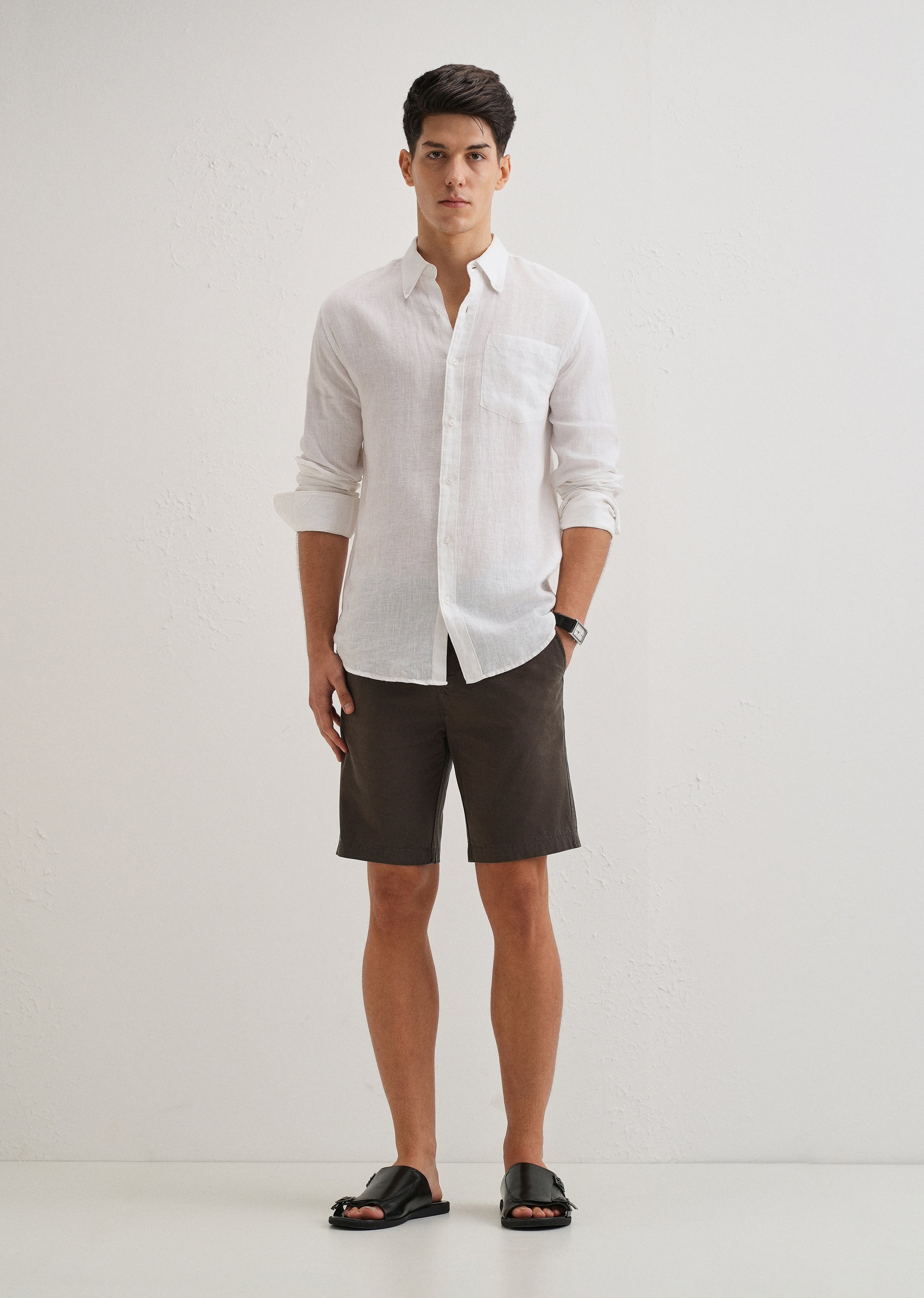 Burnt Brown Cotton Shorts