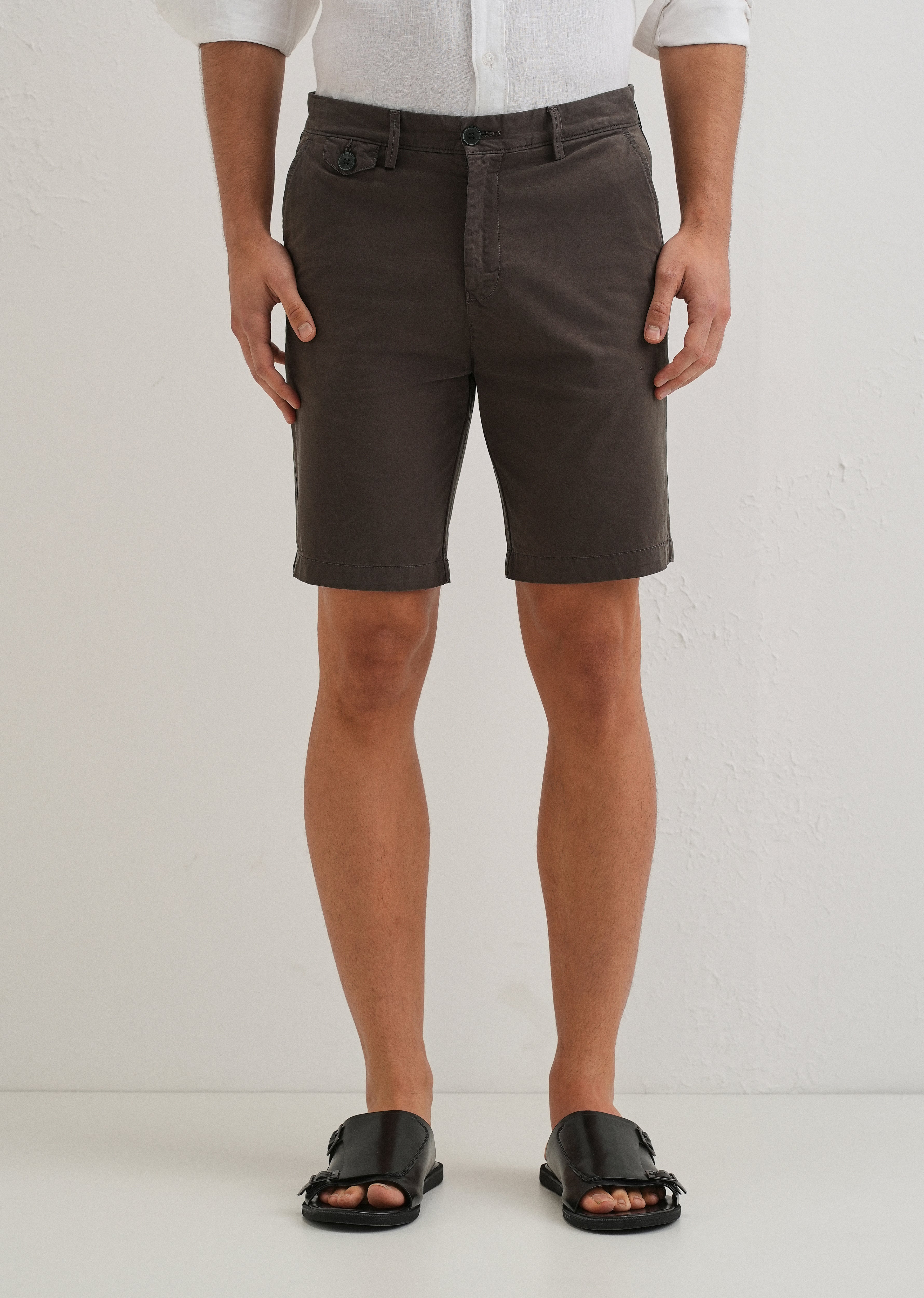 Burnt Brown Cotton Shorts