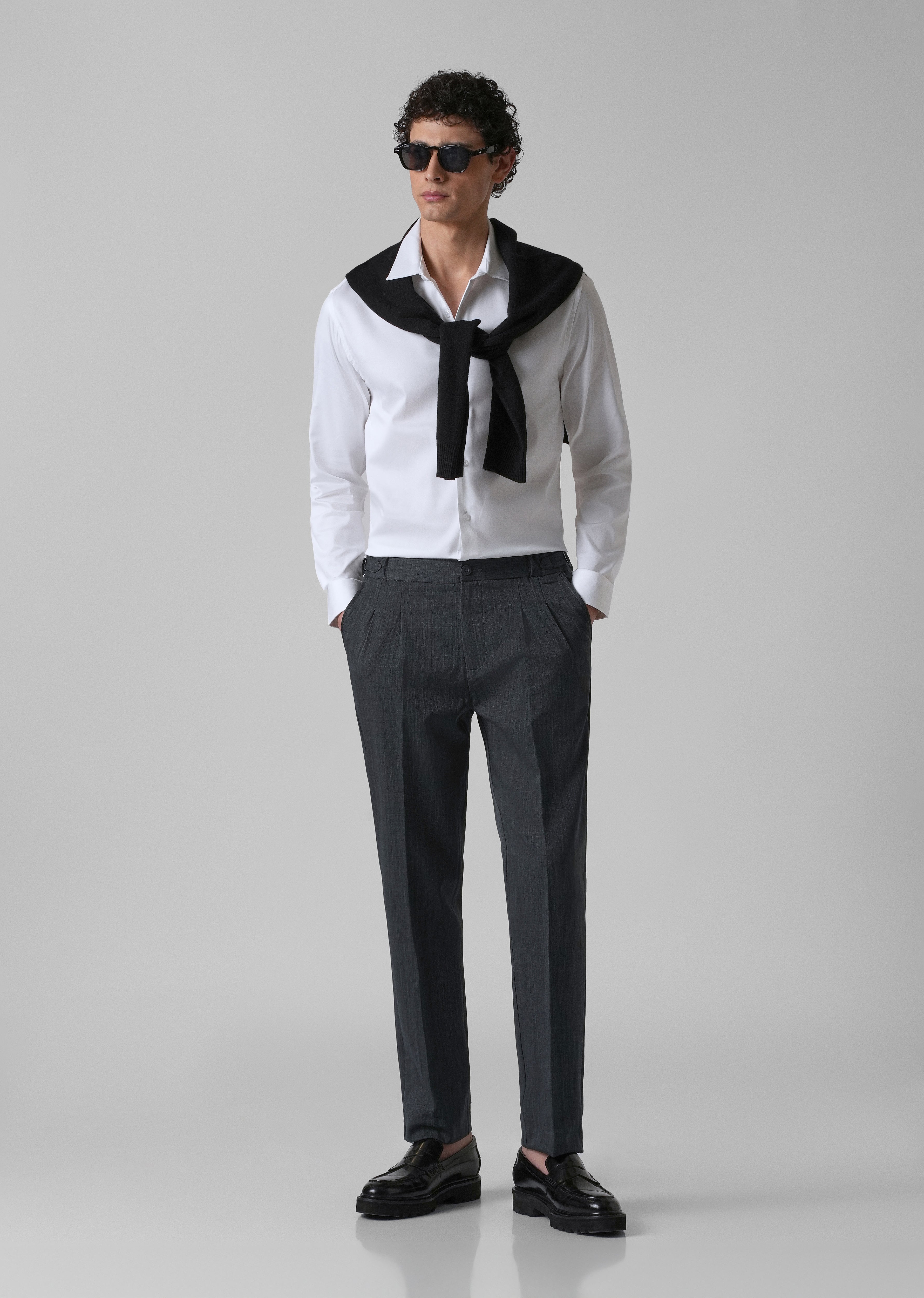 Burnt Grey Pleated Gurkha Pant