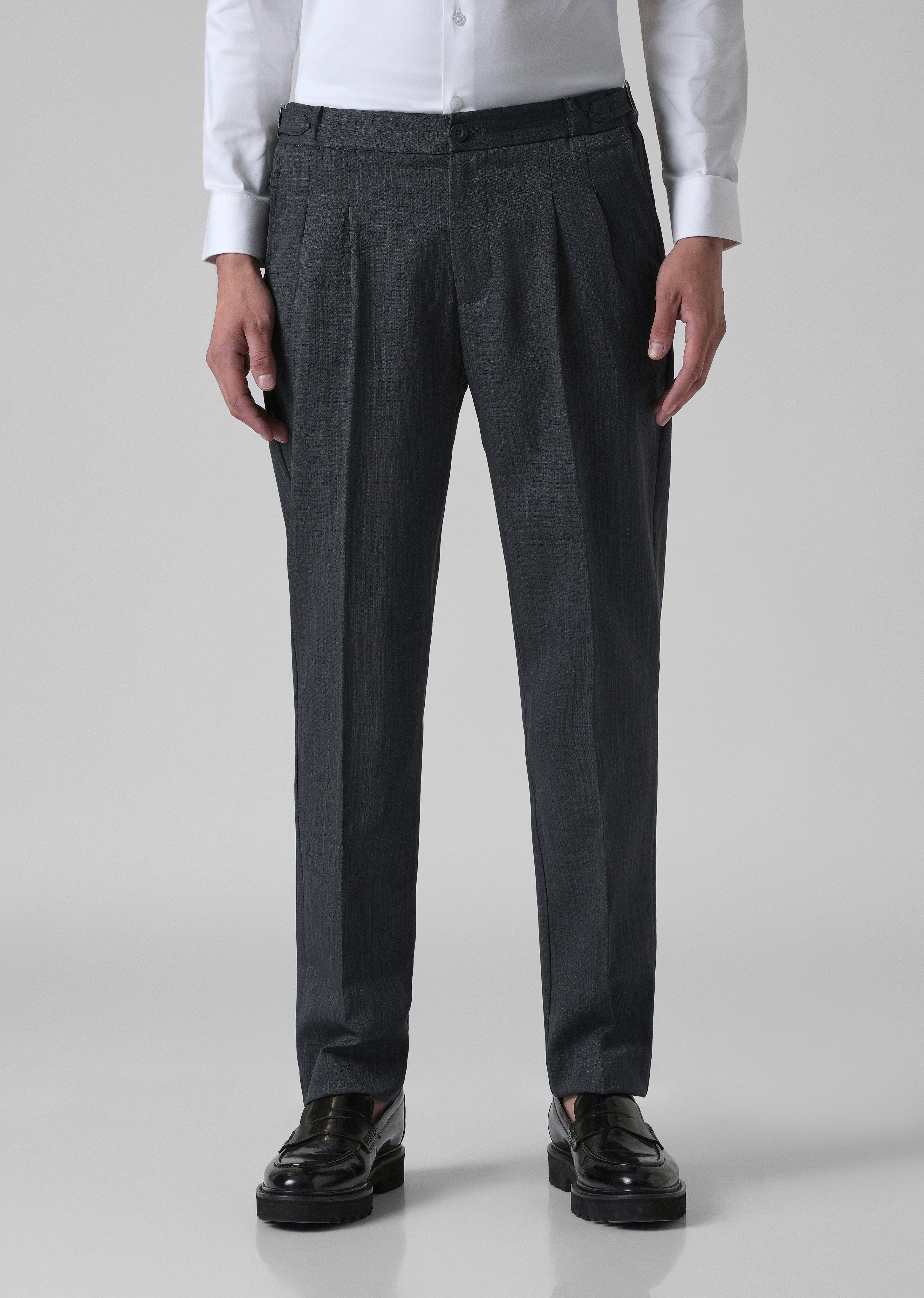 Burnt Grey Pleated Gurkha Pant