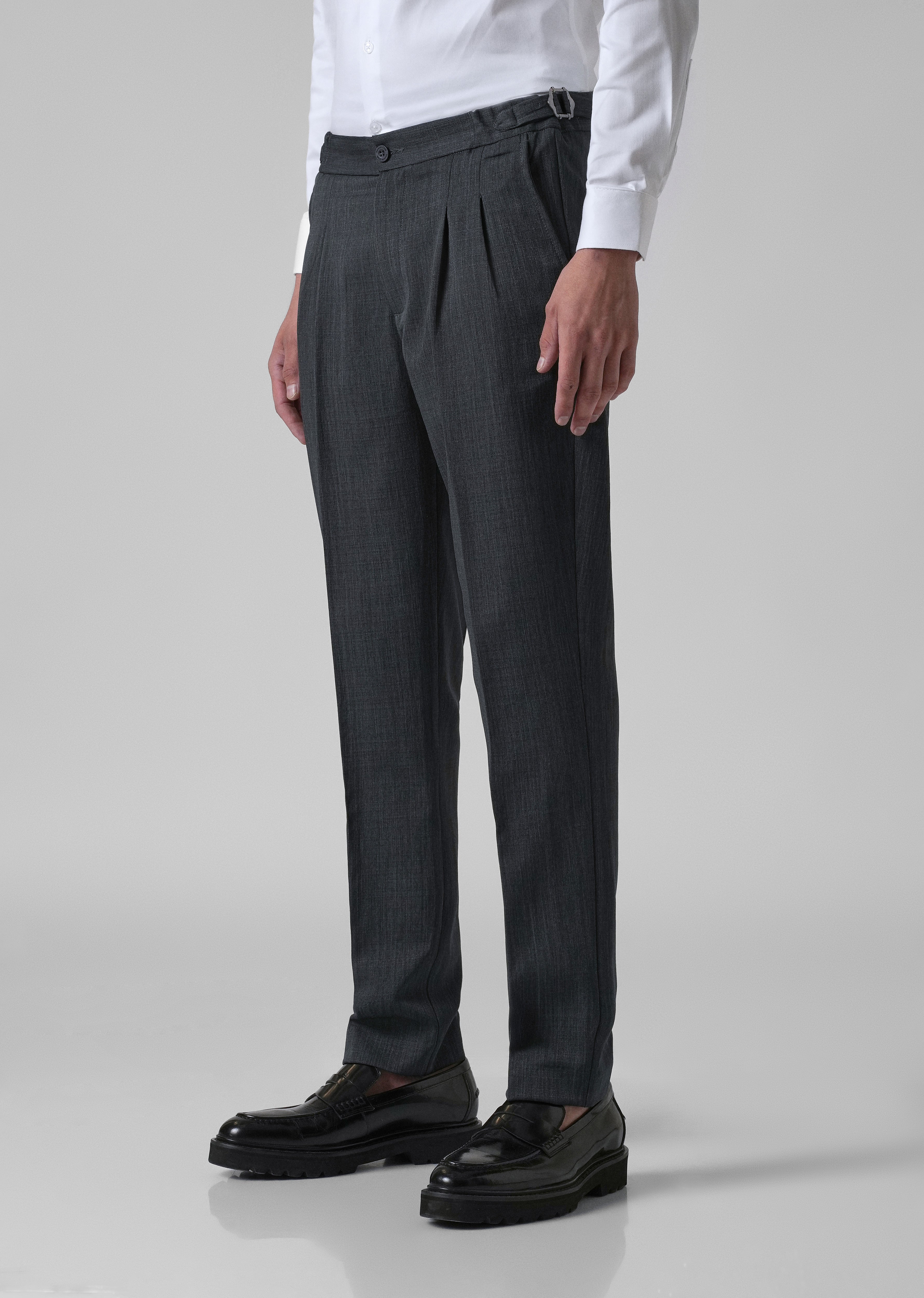 Burnt Grey Pleated Gurkha Pant