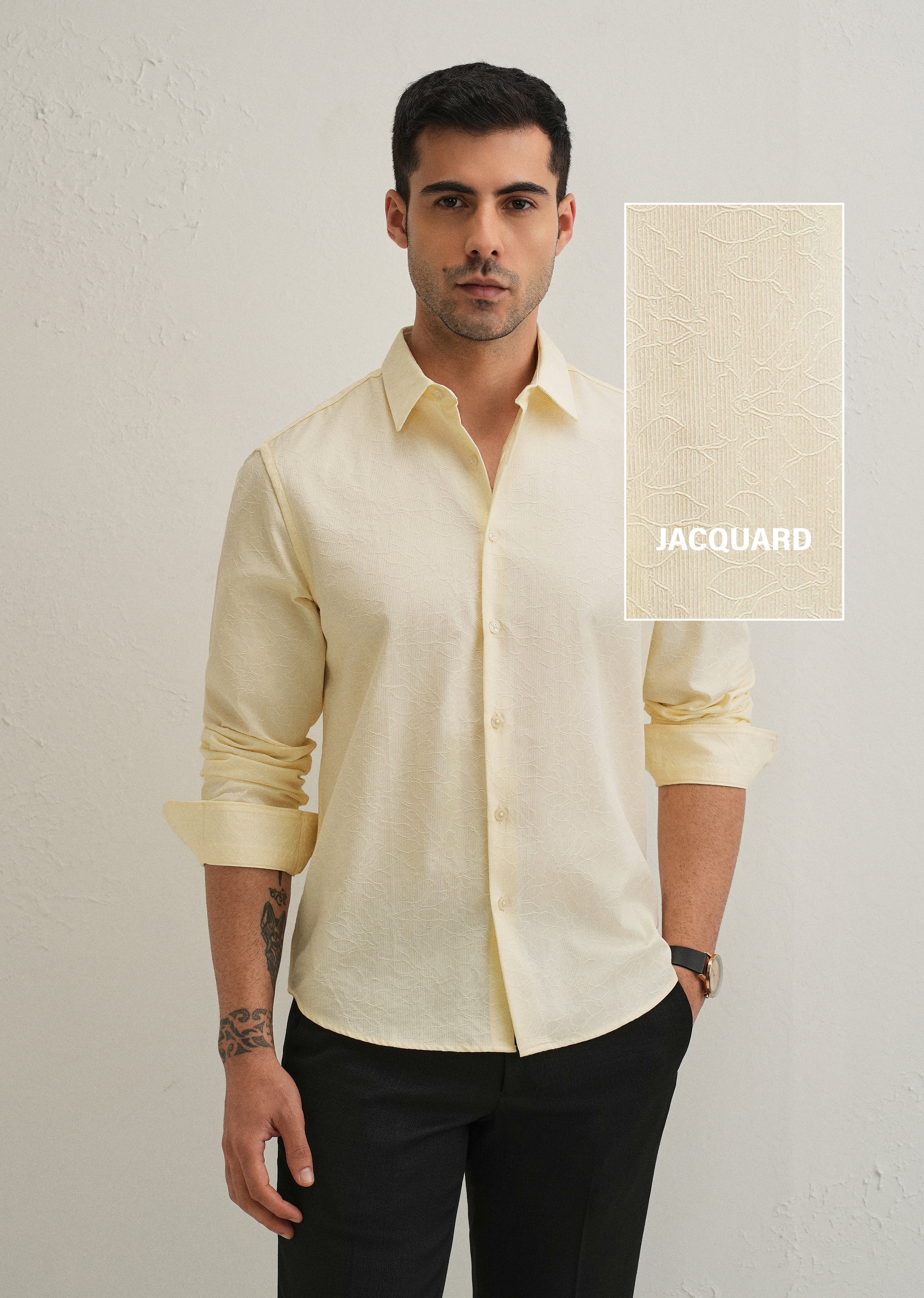 Butter Cream Floral Jacquard Shirt