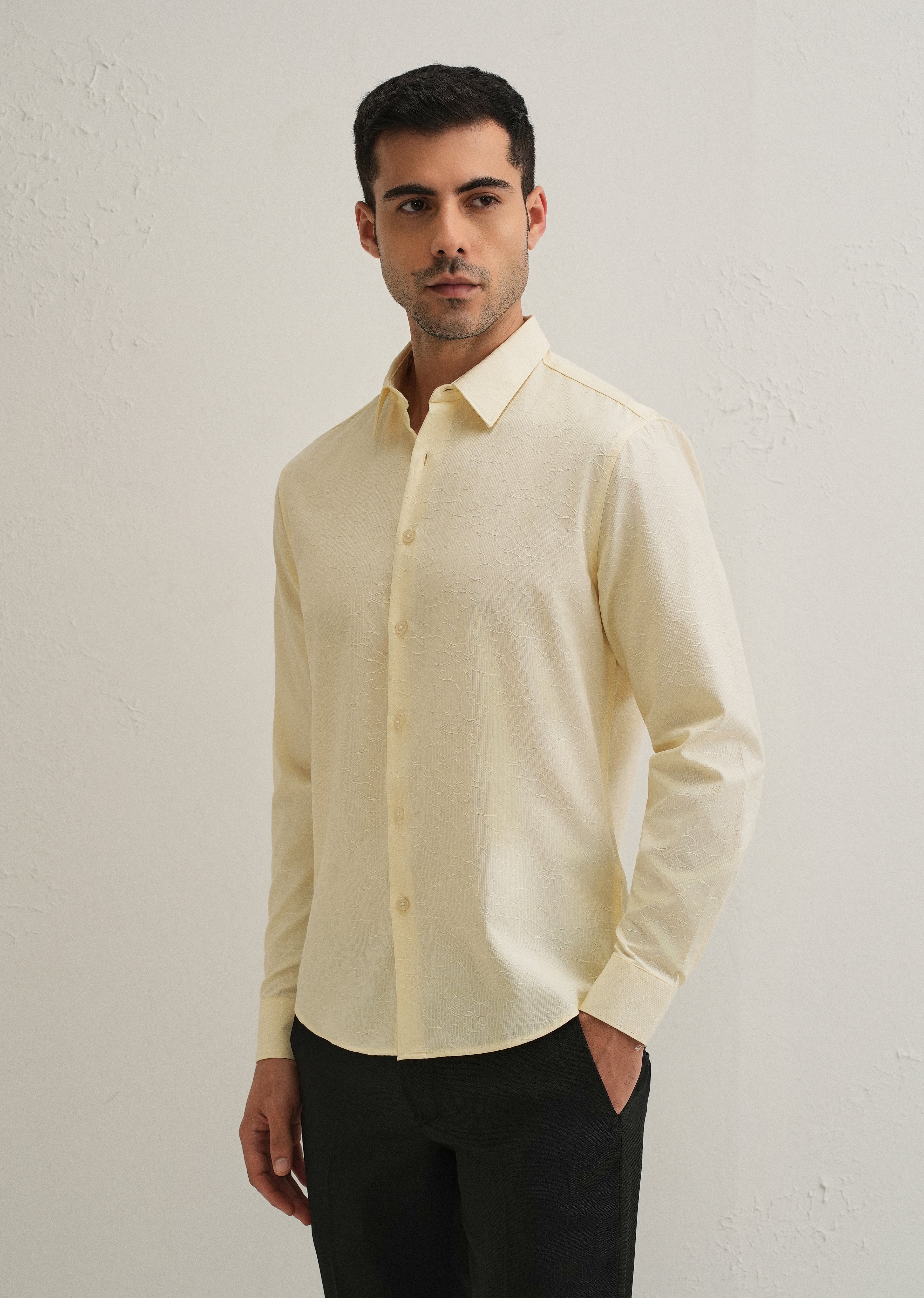 Butter Cream Floral Jacquard Shirt