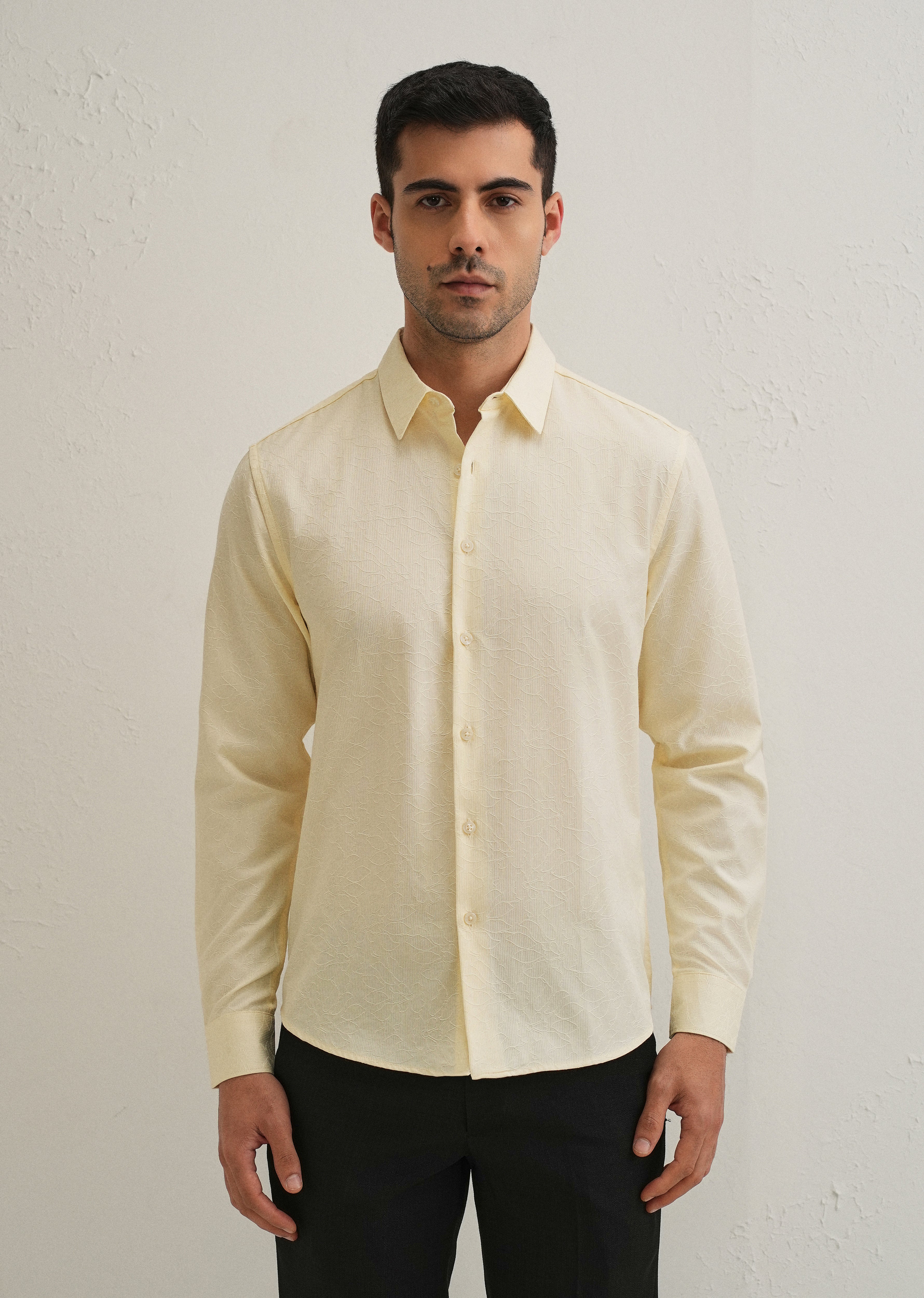 Butter Cream Floral Jacquard Shirt