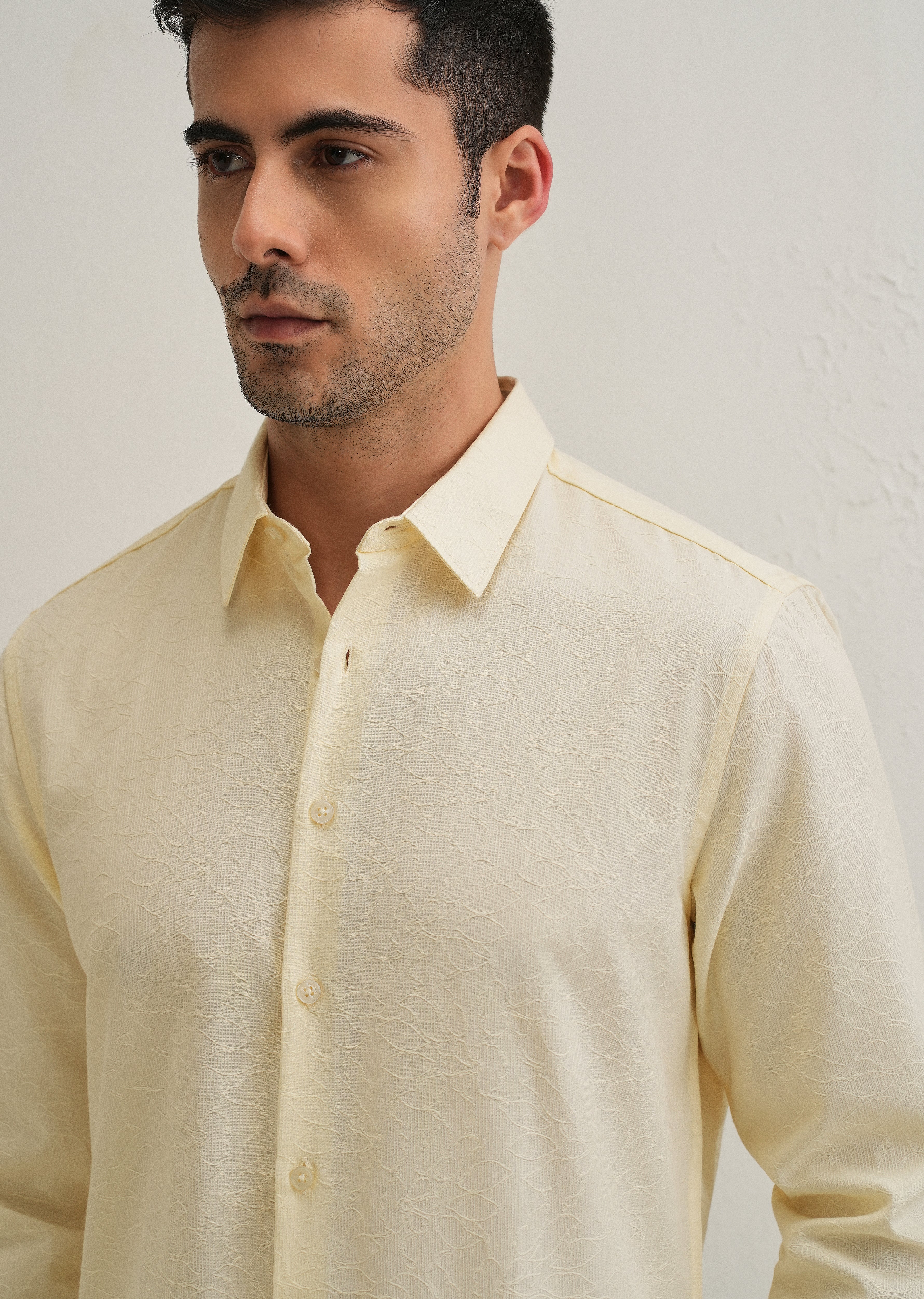 Butter Cream Floral Jacquard Shirt