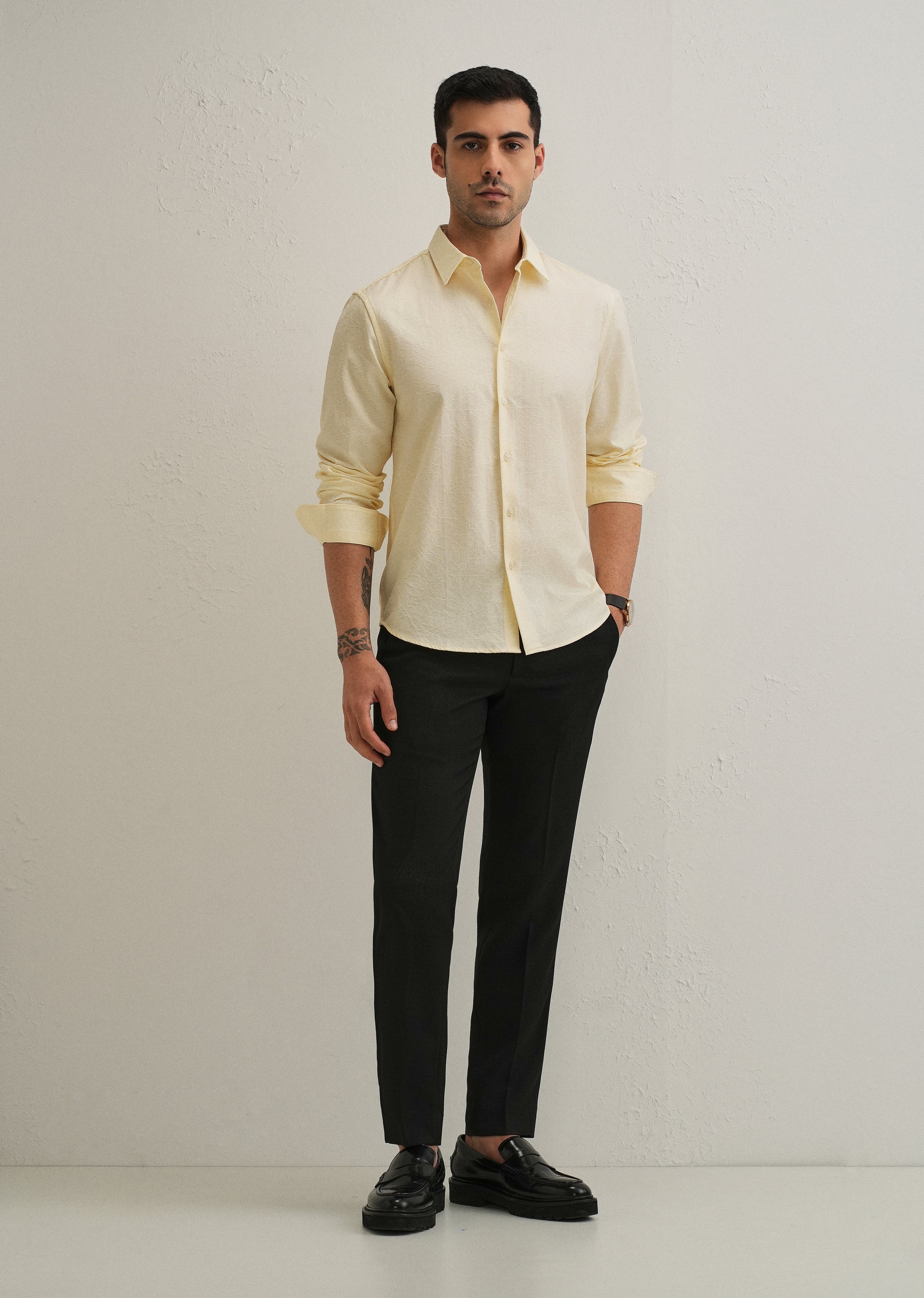 Butter Cream Floral Jacquard Shirt